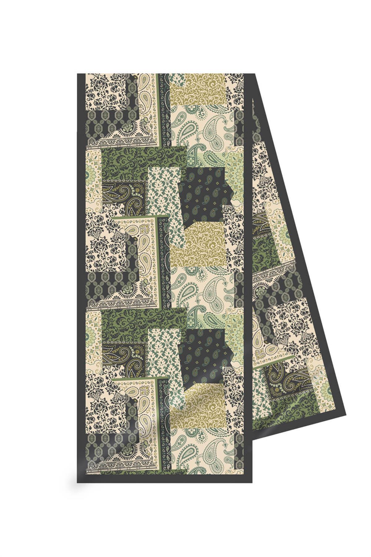 I41 Modabutik Şal Desenli Yeşil Fular