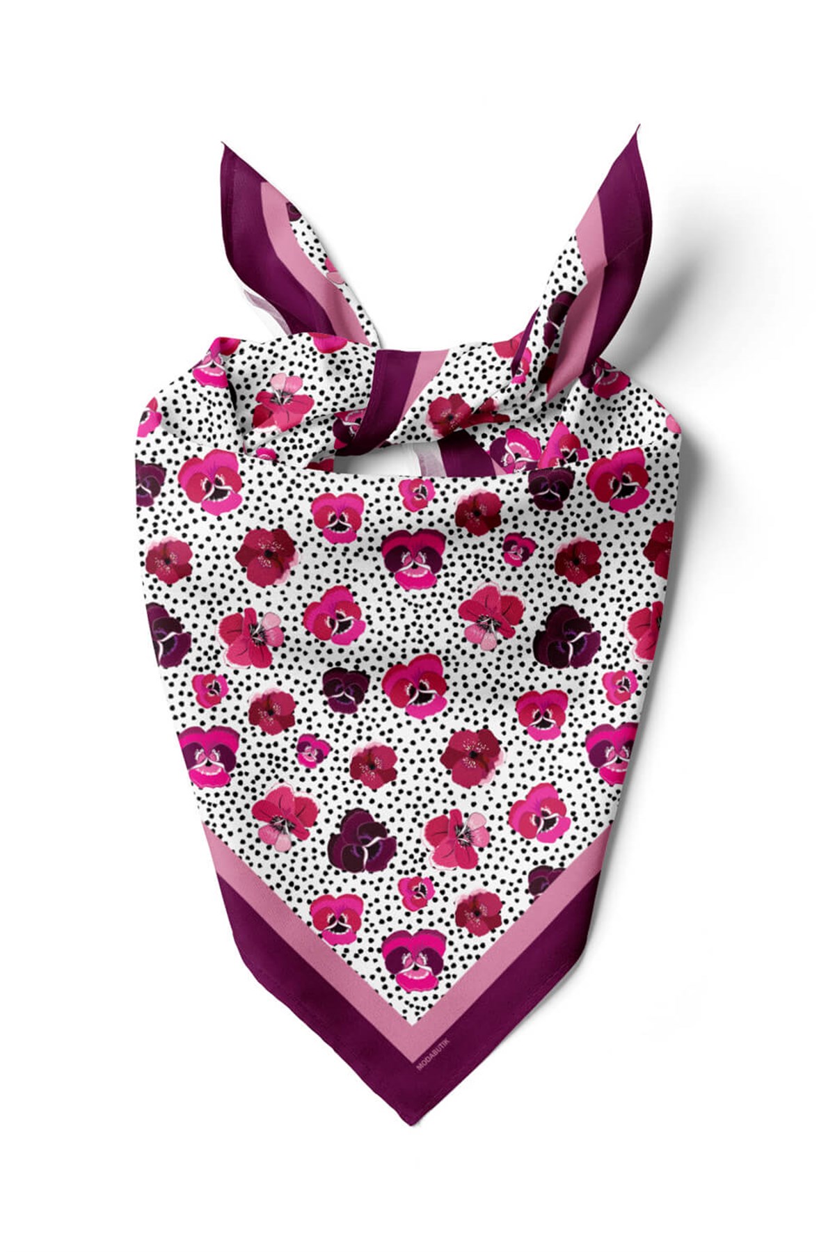 Violla D20 Kadın Menekşe Desenli 50x50 Bandana HYL DG0893-22