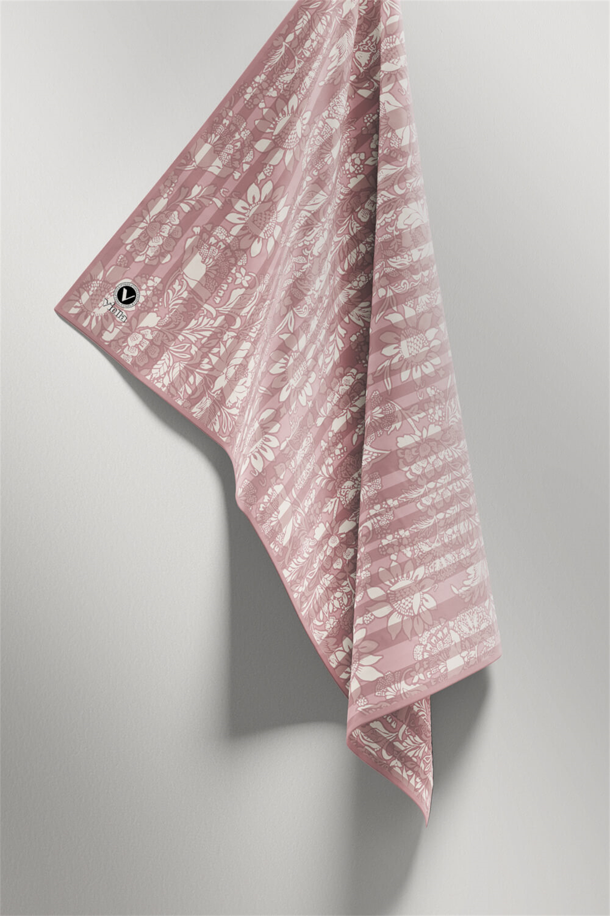 Twill Batik Şal Desenli Pudra Renkli 90x90 Eşarp (İpek İçermez) Kenar Dikiş Şekli El Dikişli