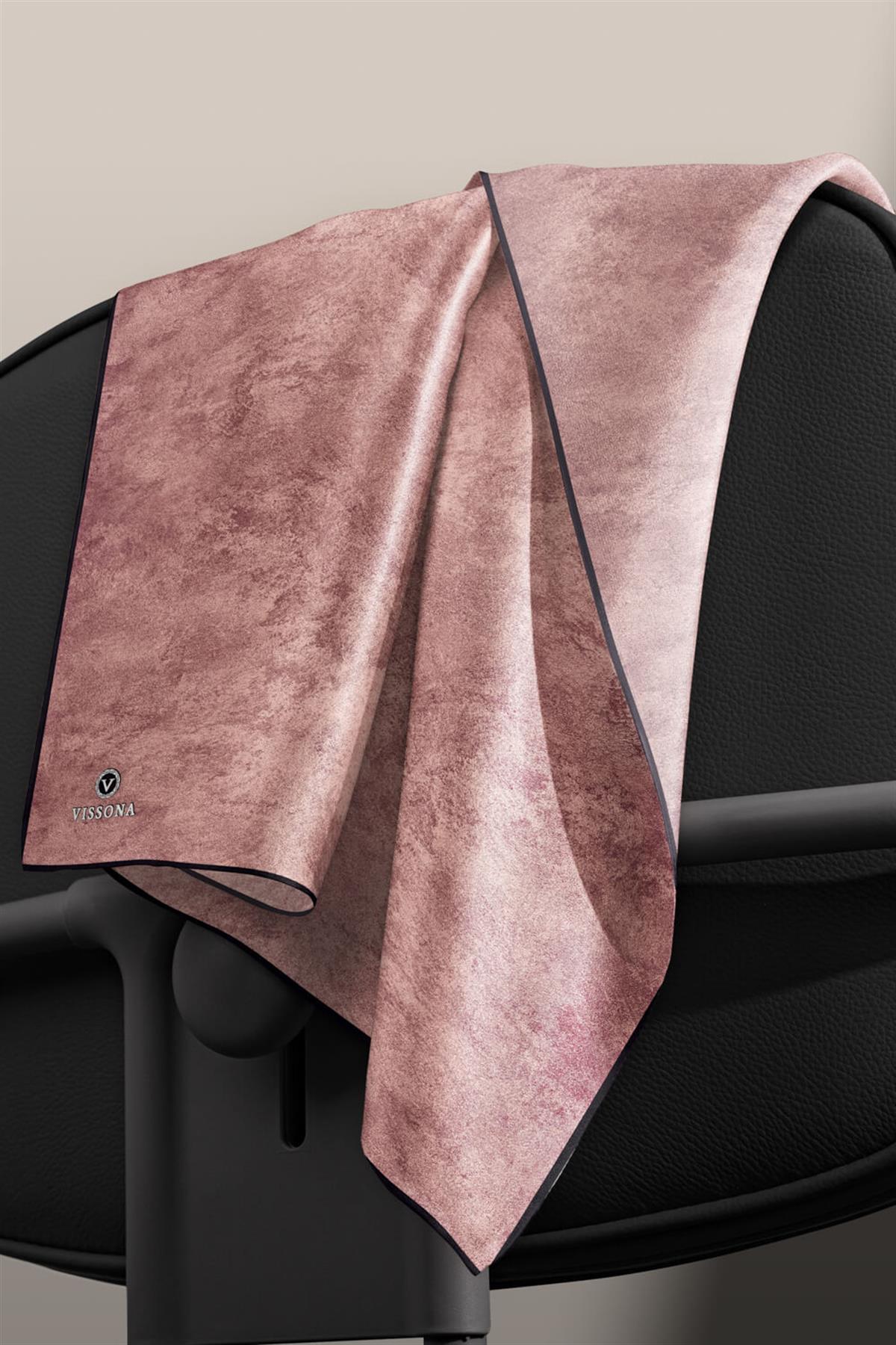 %100 Twill İpek Doku Desenli Pudra Renkli 90x90 Eşarp Dikim Şekli : El Dikişi