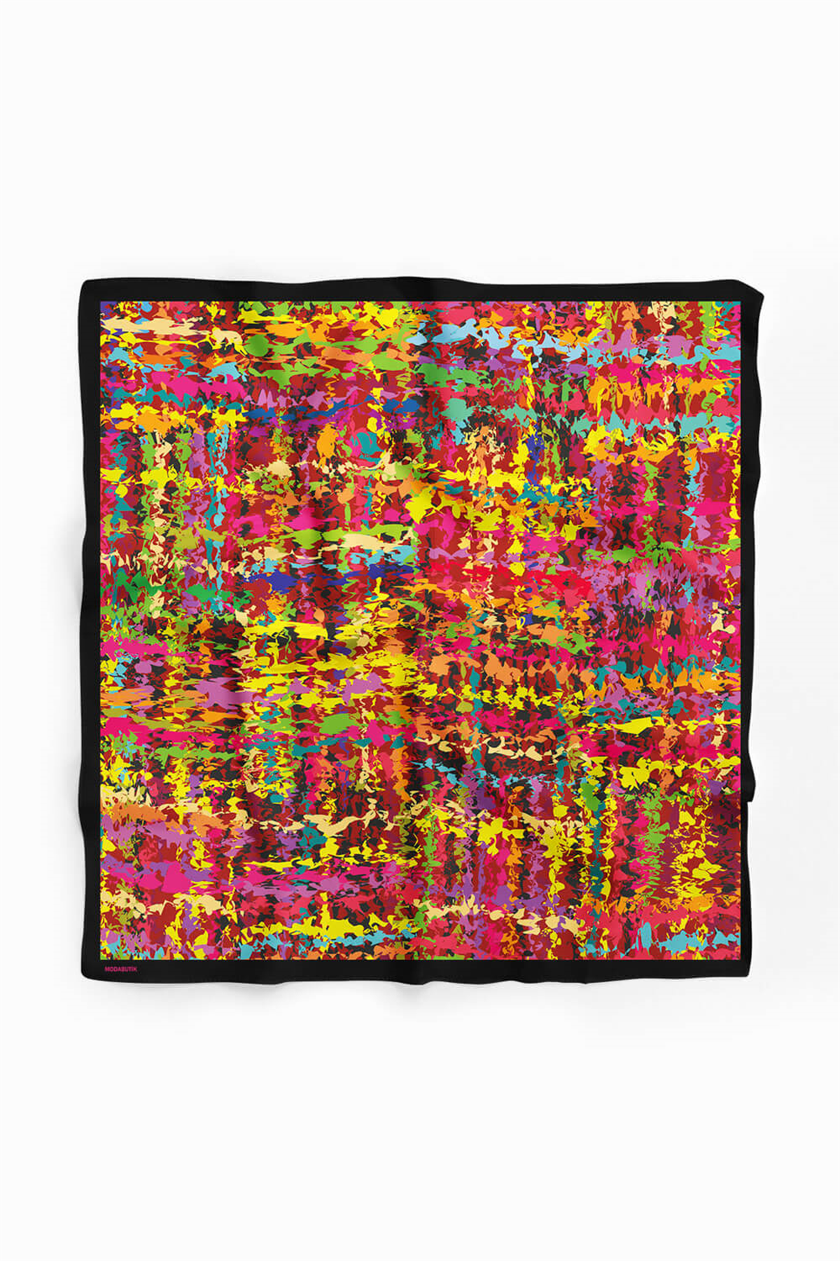 C71 Kadın Yağlı Boya Desenli Bandana 50x50 Pembe Yeşil DG0256-22