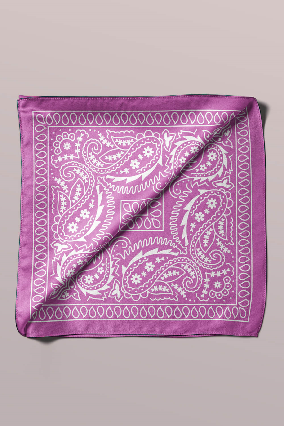C103 Modabutik Şal Desenli Bandana Pembe 35.1112.24.A