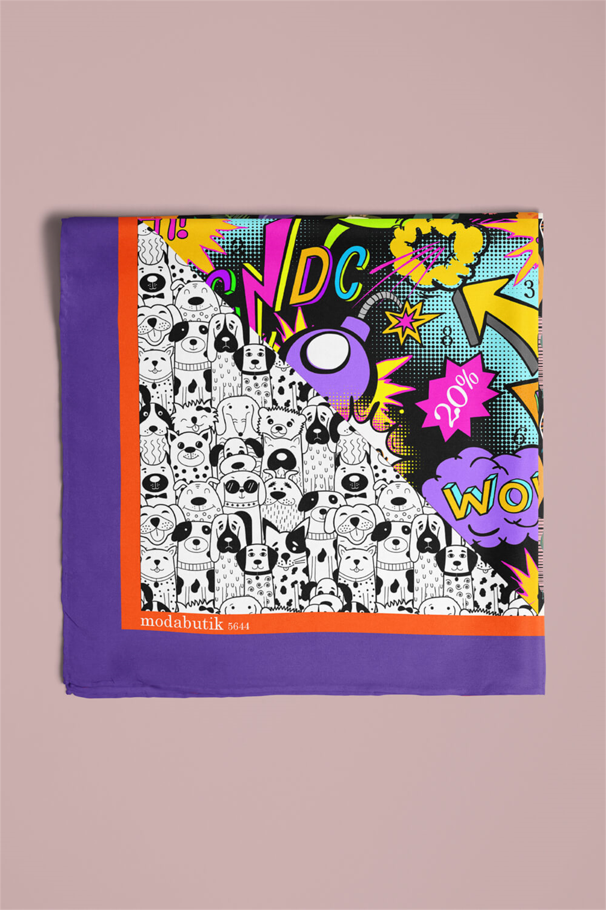 G74 Papatya Desenli Yeşil Kahve Köpek Bandanası DG5644 45x45