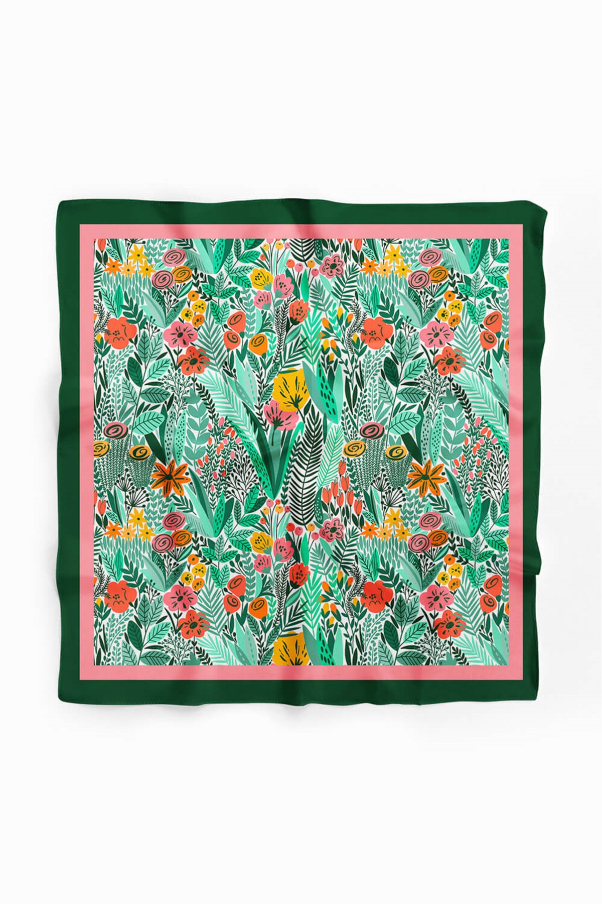 Violla A44 Kadın Yeşil Greenery Desenli 50x50 Bandana HYL DG0720-22
