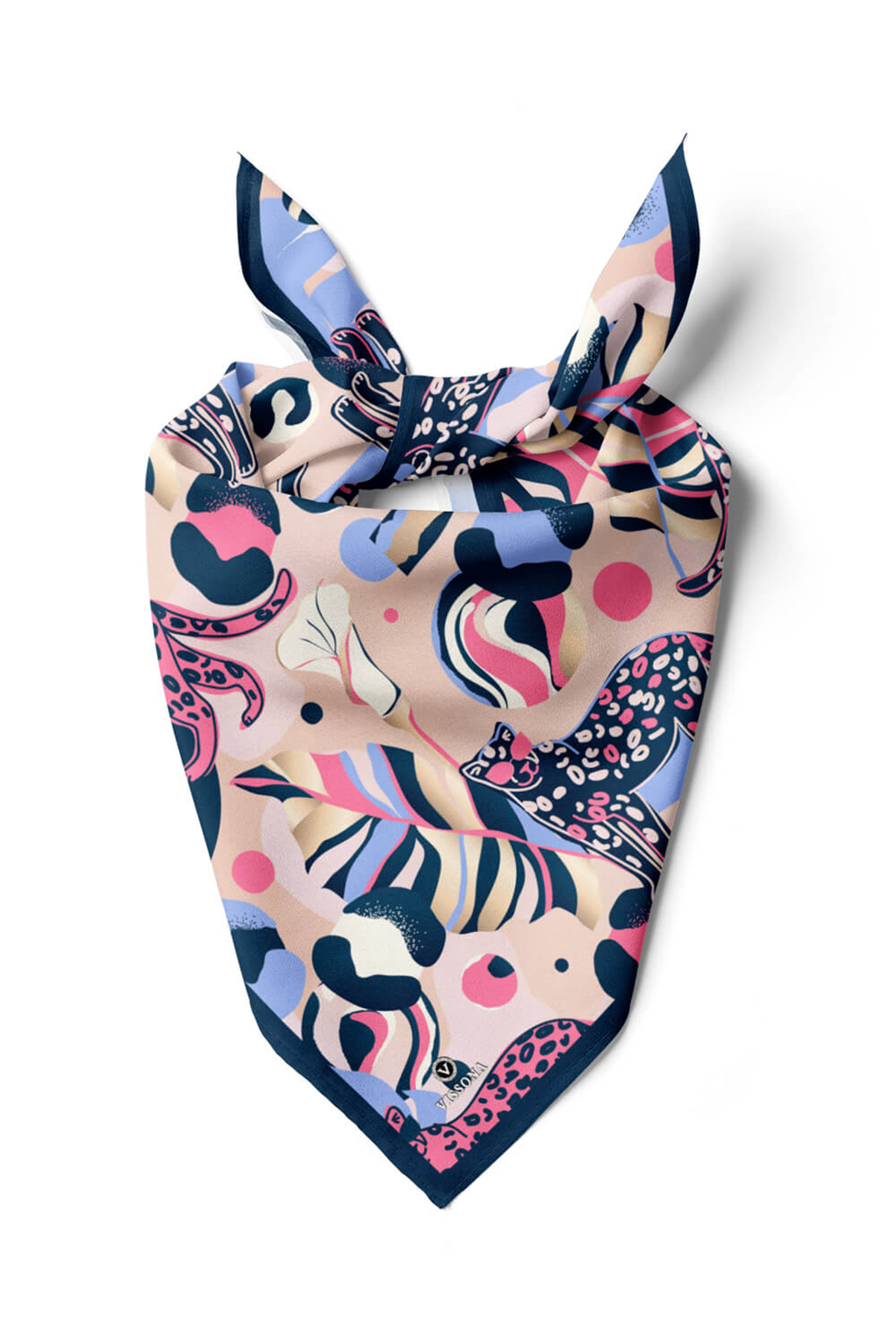 Saten İpek Kaplan Desenli Kadın Bandana