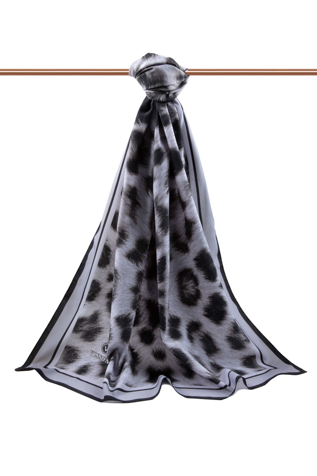 KREP LEOPAR DESENLİ SİYAH RENKLİ 75X195 KIRIŞMAZ ŞAL