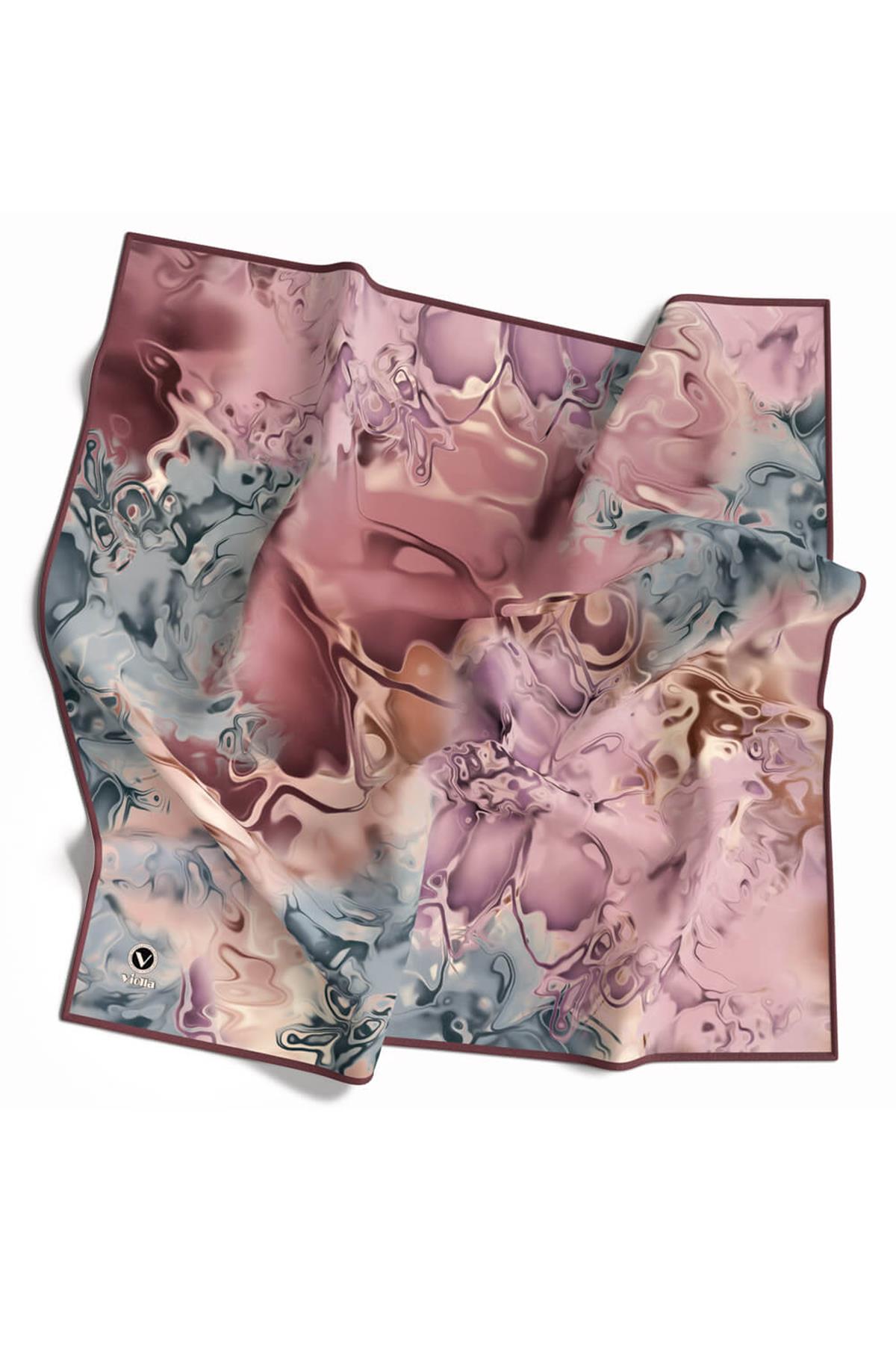 Rayon Batik Desenli Pembe Renkli 90x90 Dikim Şekli : El Dikişi Eşarp (İpek İçermez) Kenar Dikiş Şekli El Dikişli