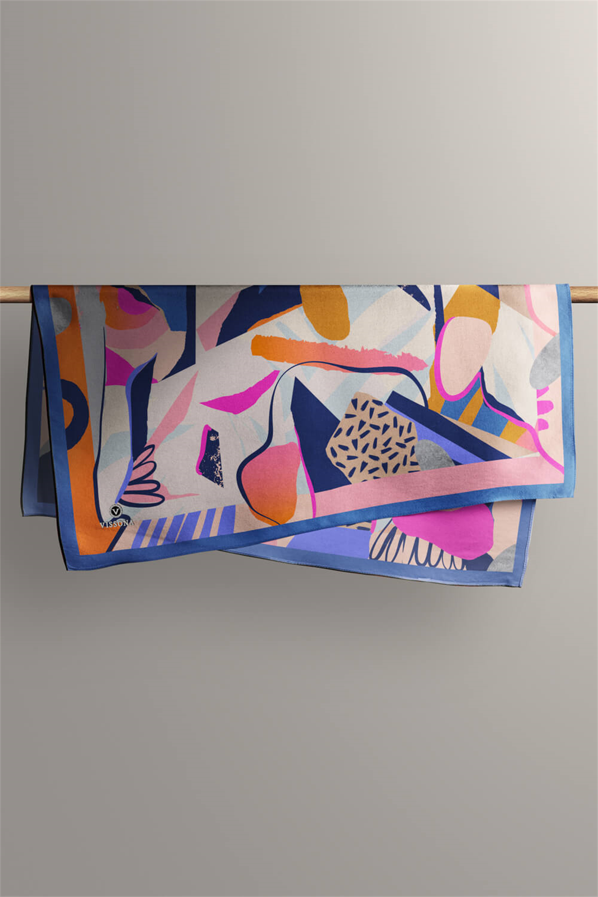 Saten İpek Geometrik Desenli Kadın Bandana