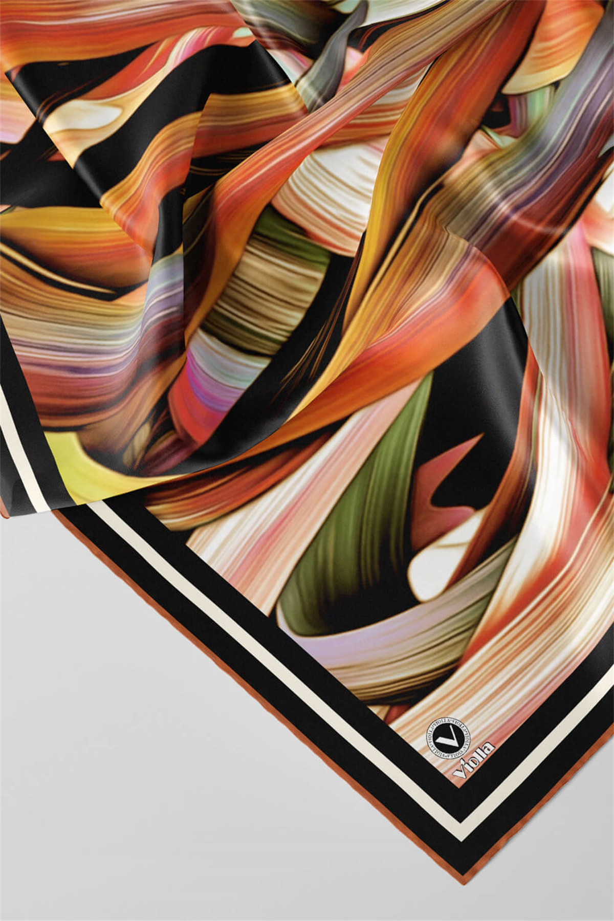 Twill Kare Desenli Bakır Renkli 90x90 Dikim Şekli : El Dikişi Eşarp (İpek İçermez)