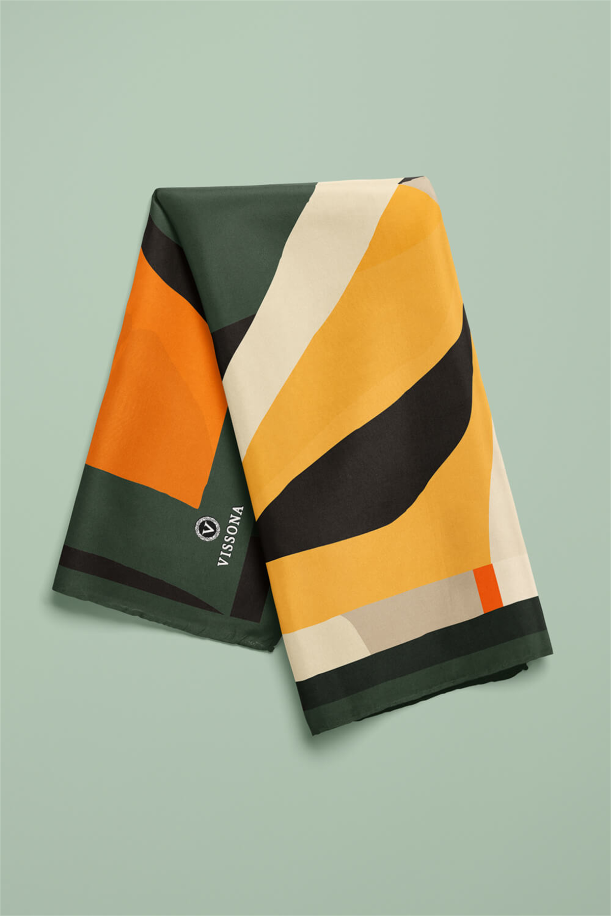 Saten İpek Geometrik Desenli Kadın Bandana