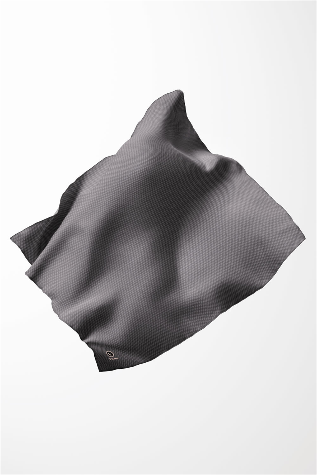 Twill Dokulu Düz Renk Desenli Gri Renkli 90x90 Eşarp (İpek İçermez) Kenar Dikiş Şekli El Dikişli