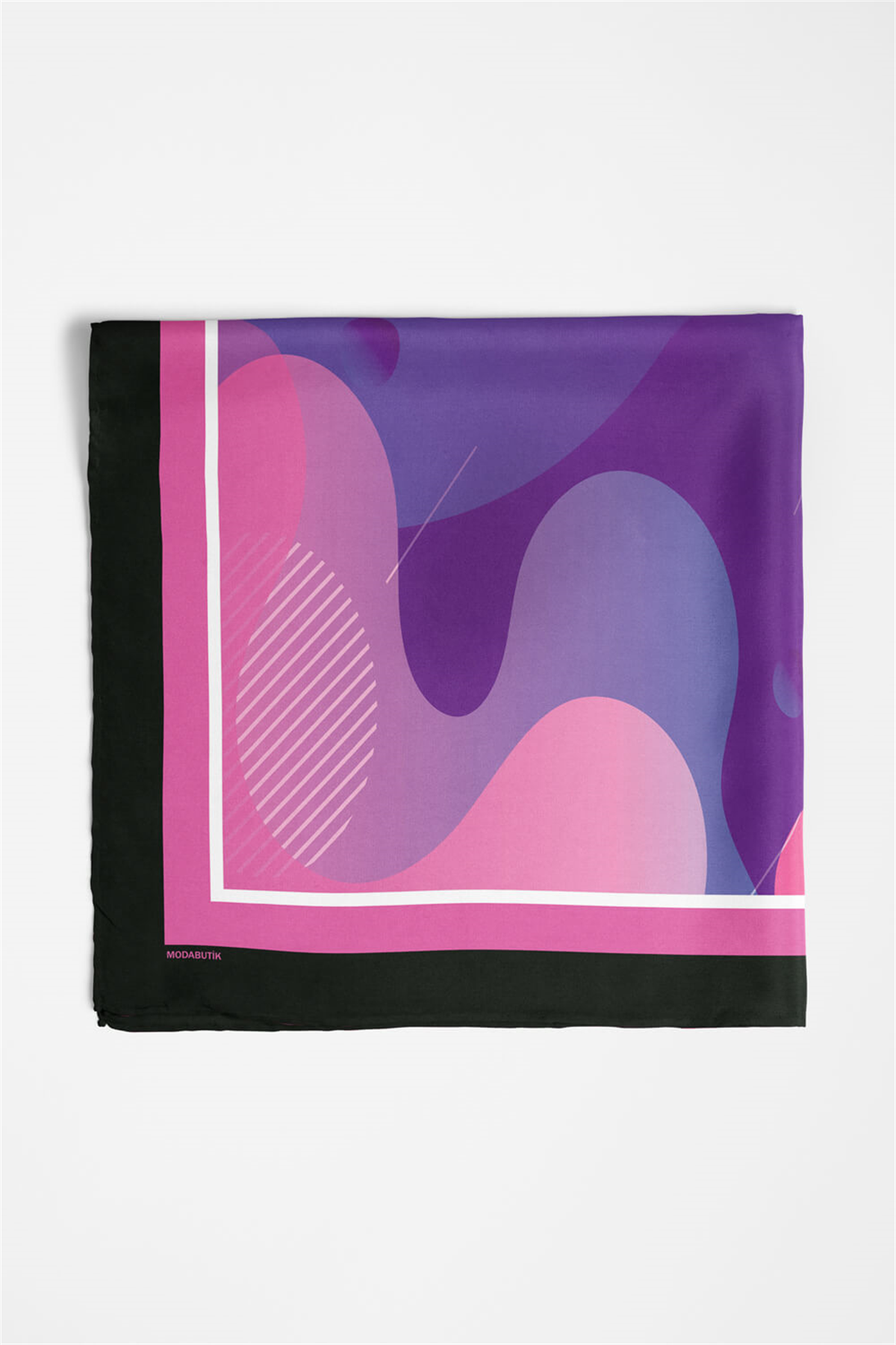 C77 Kadın Mavi Soyut Desenli 50x50 Bandana DG01681-22