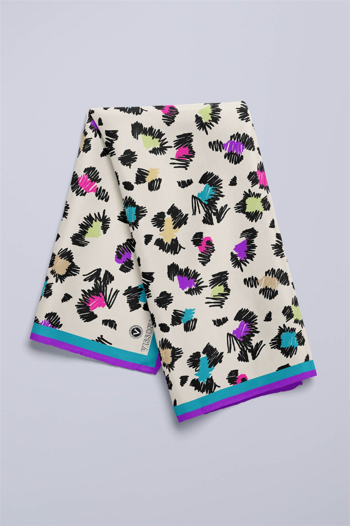 Vissona Leopar Desenli İpek Bandana