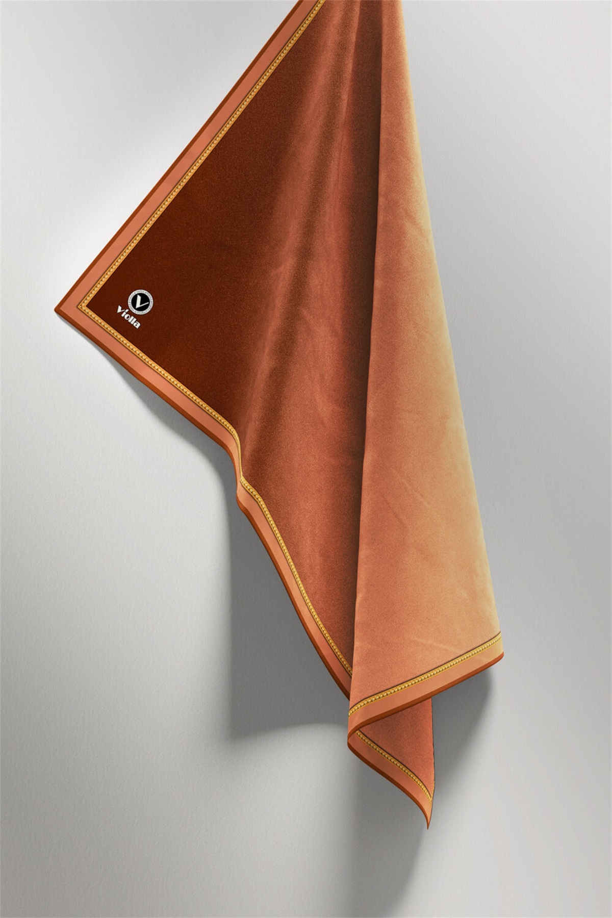 Twill Degrade Desenli Bakır Renkli 90x90 Eşarp (İpek İçermez) Kenar Dikiş Şekli El Dikişli