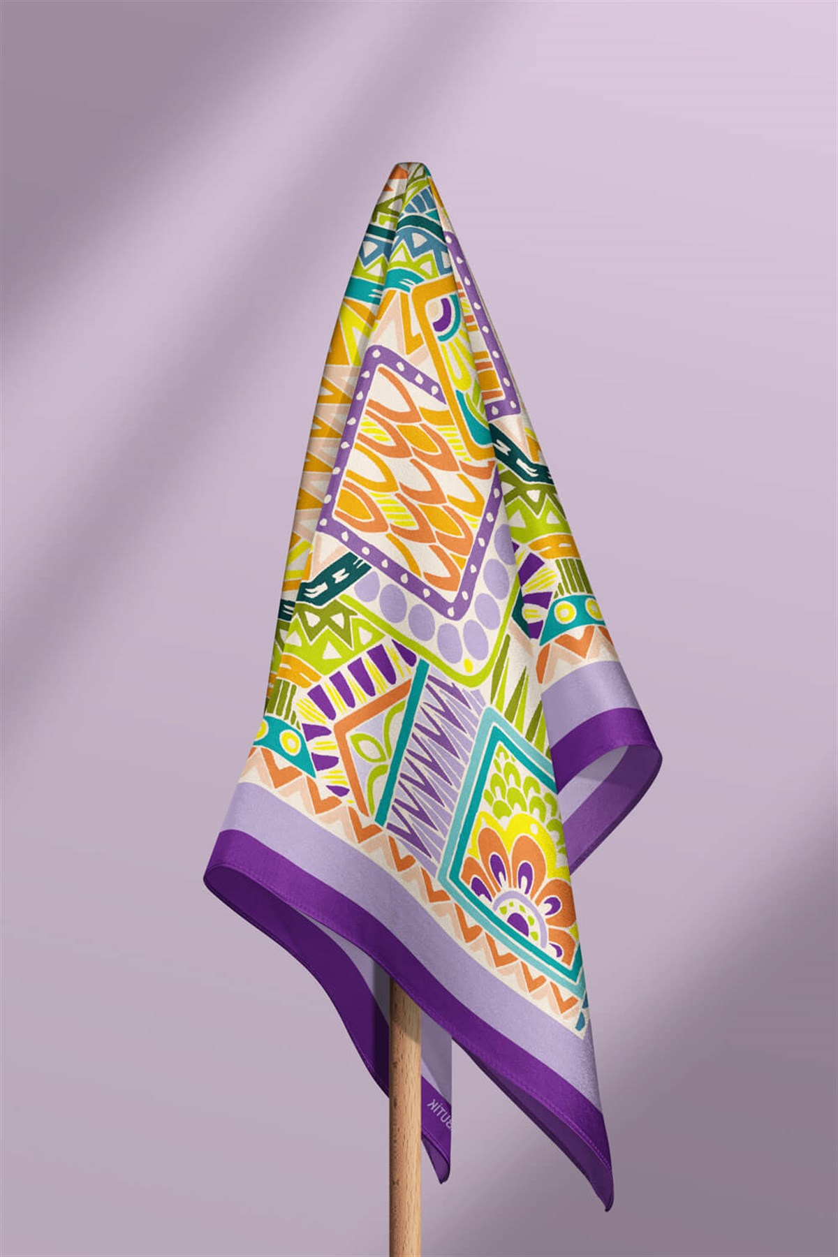 Violla B72 Kadın Lila Sweat Patch Desenli 50x50 Bandana HYL DG0643-22