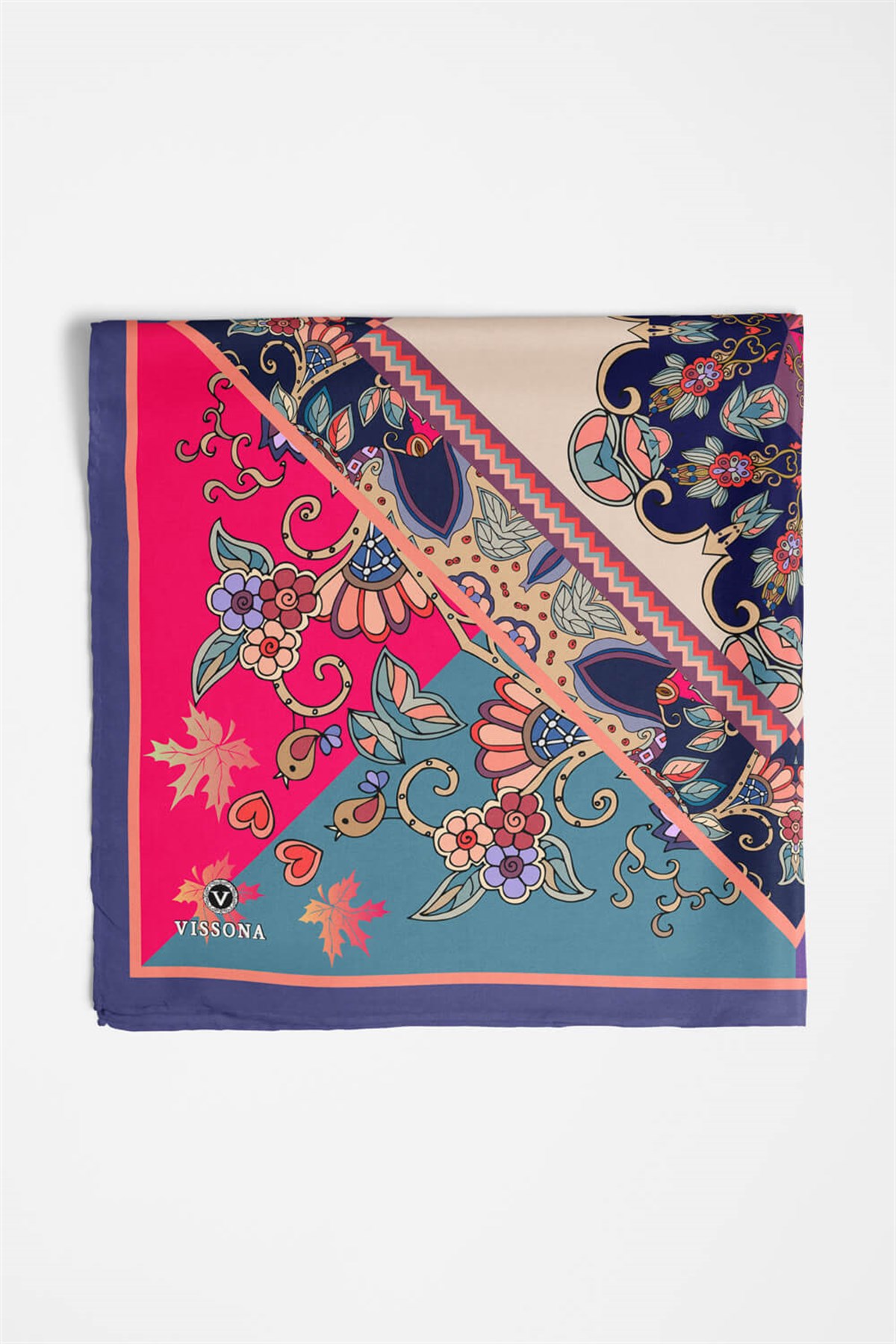 %100 İpek Etnik Desenli Kadın Bandana