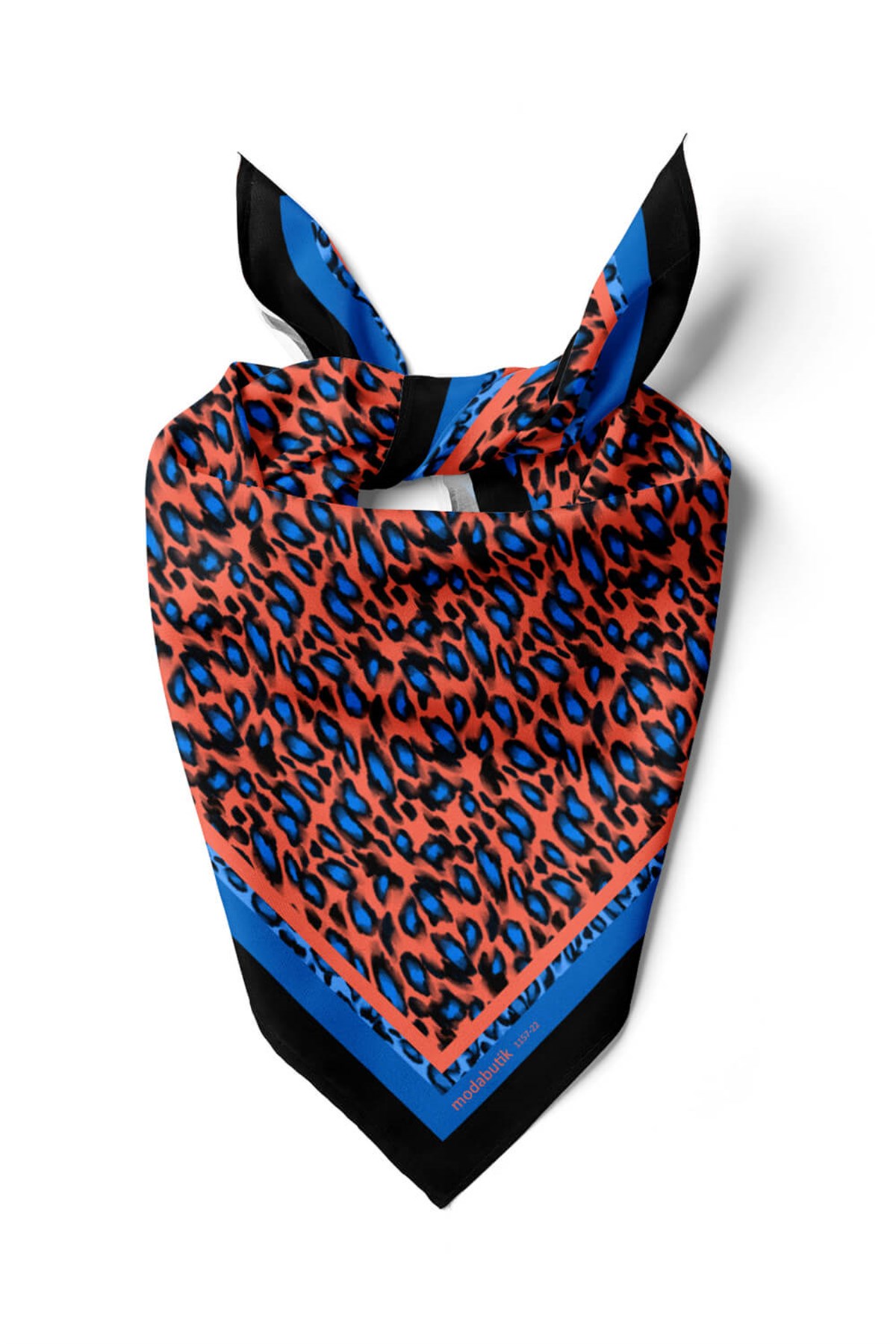 Violla A83 Kadın Mavi Turuncu Damla Desenli 50x50 Bandana