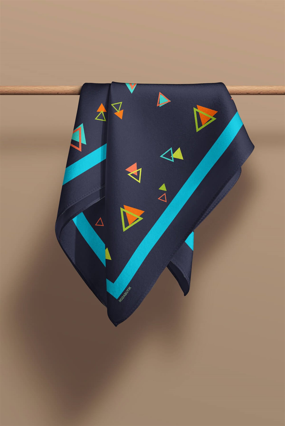 Violla D13 Kadın Siyah  Üçgen Desenli 50x50 Bandana HYL DG0830-22