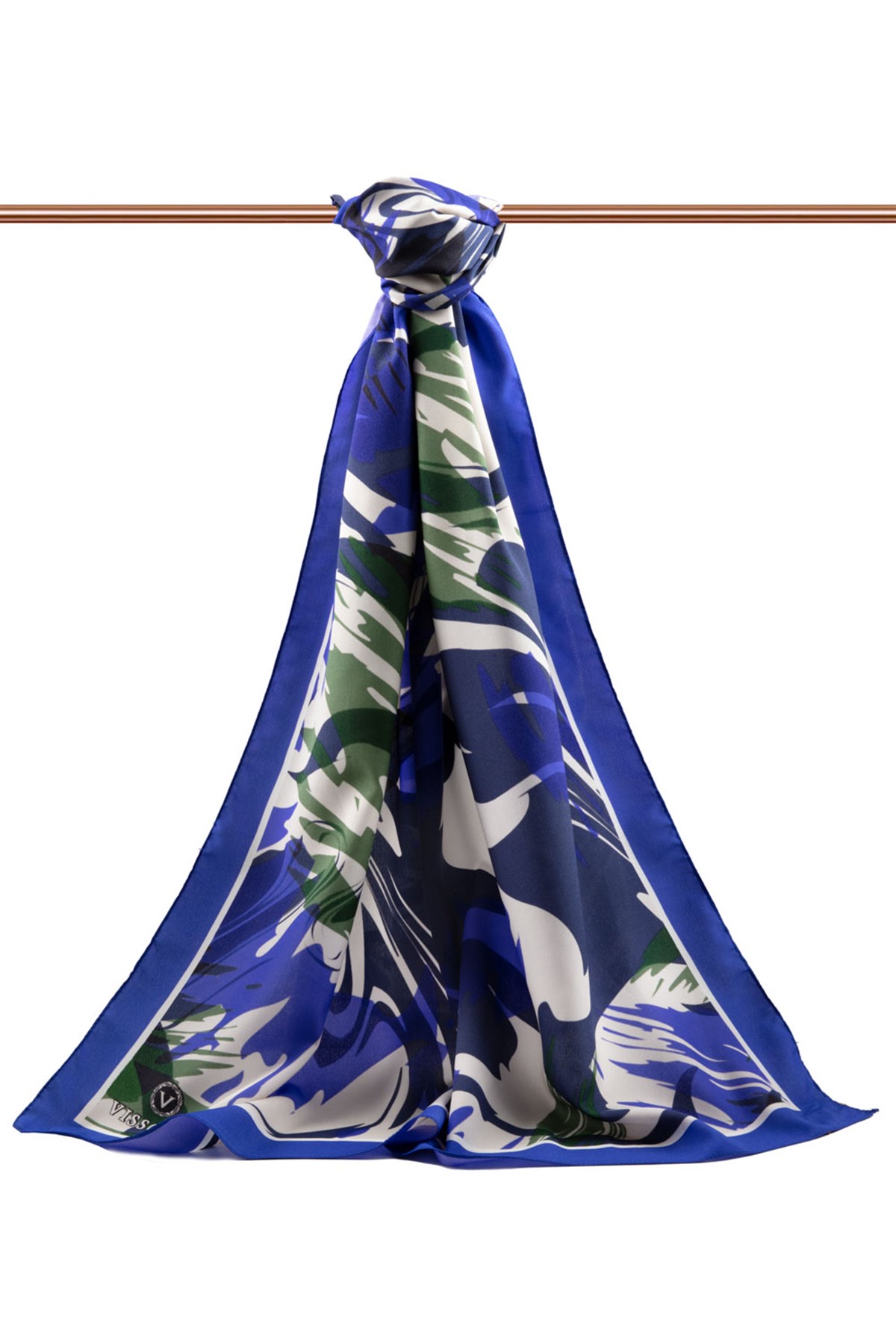 KREP GEOMETRİK DESENLİ SAKS RENKLİ 75X195 KIRIŞMAZ ŞAL
