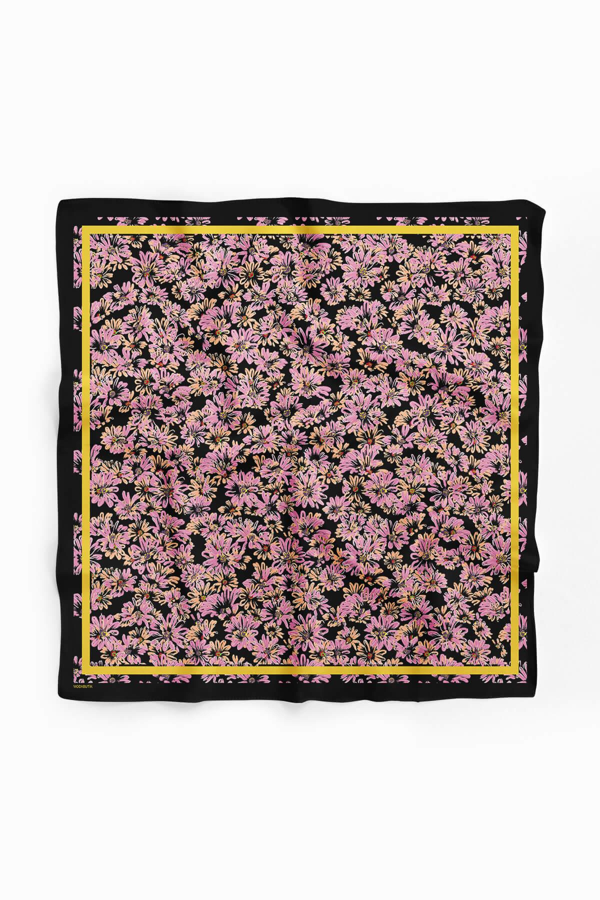 G27 Kadın Pembe Çiçek Desenli 50x50 Bandana HYL DG01392-22