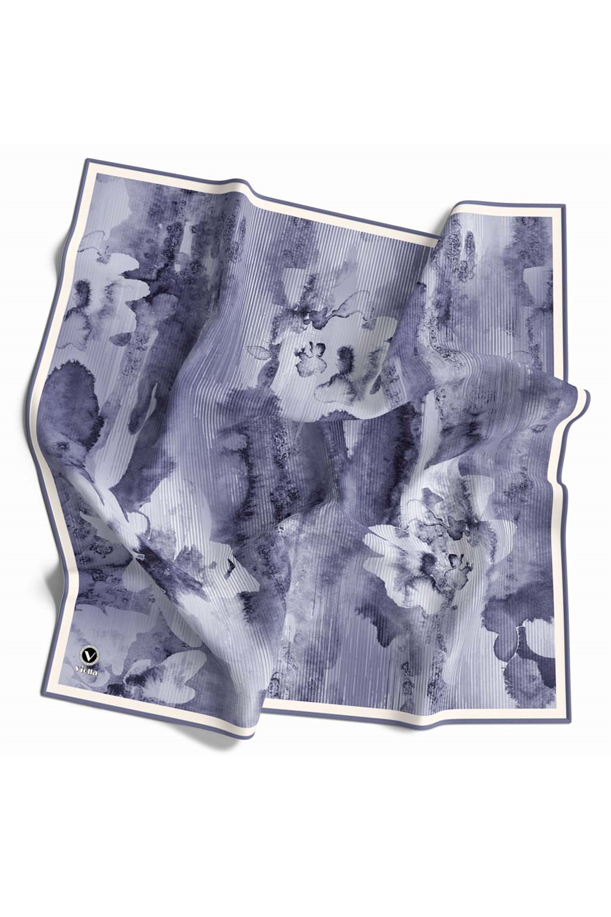 Twill Batik Desenli Bebe Mavisi Renkli 90x90 Eşarp (İpek İçermez) Dikim Şekli : El Dikişi