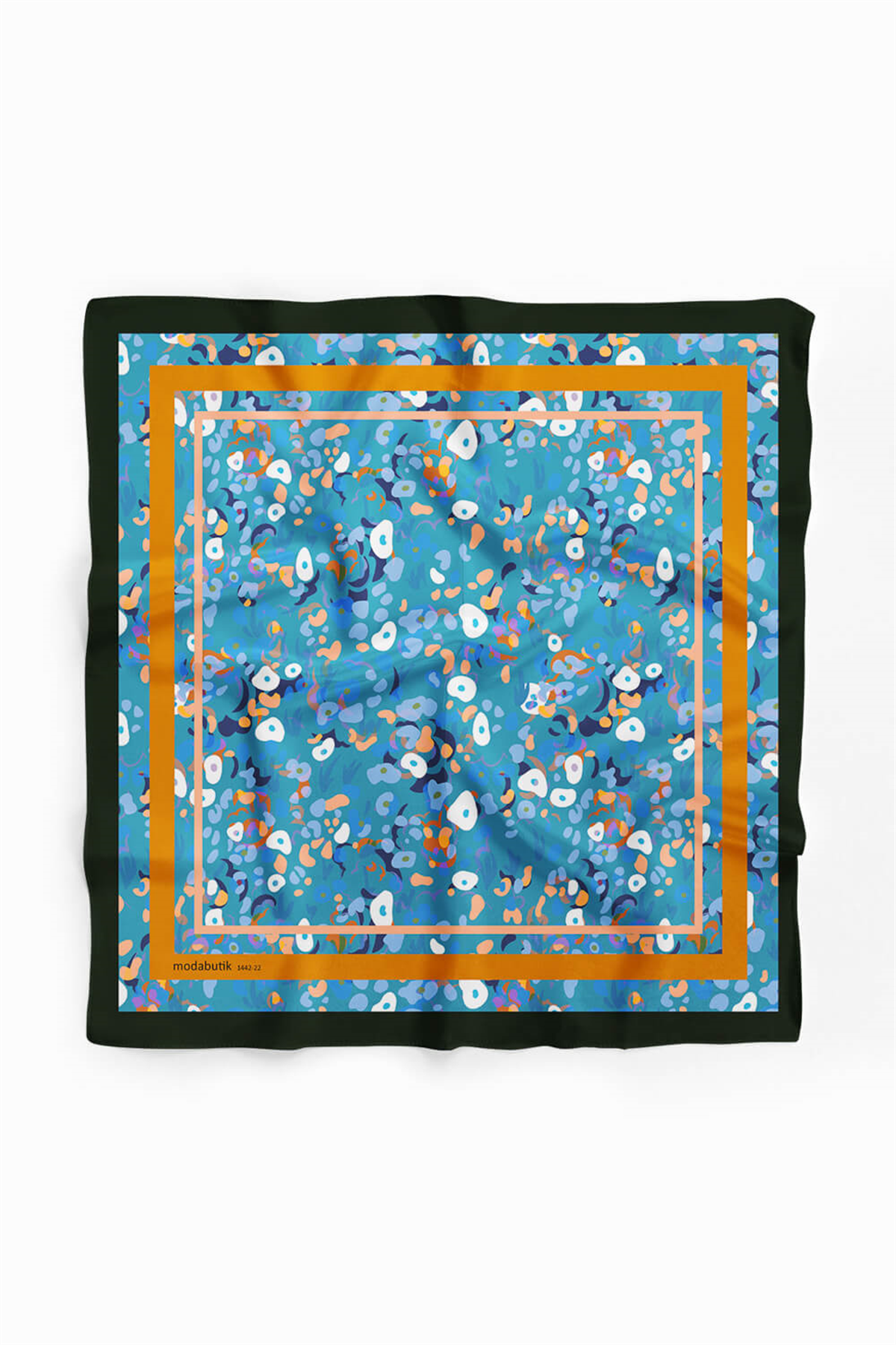 B112 Kadın Mavi Game Desenli 50x50 Bandana