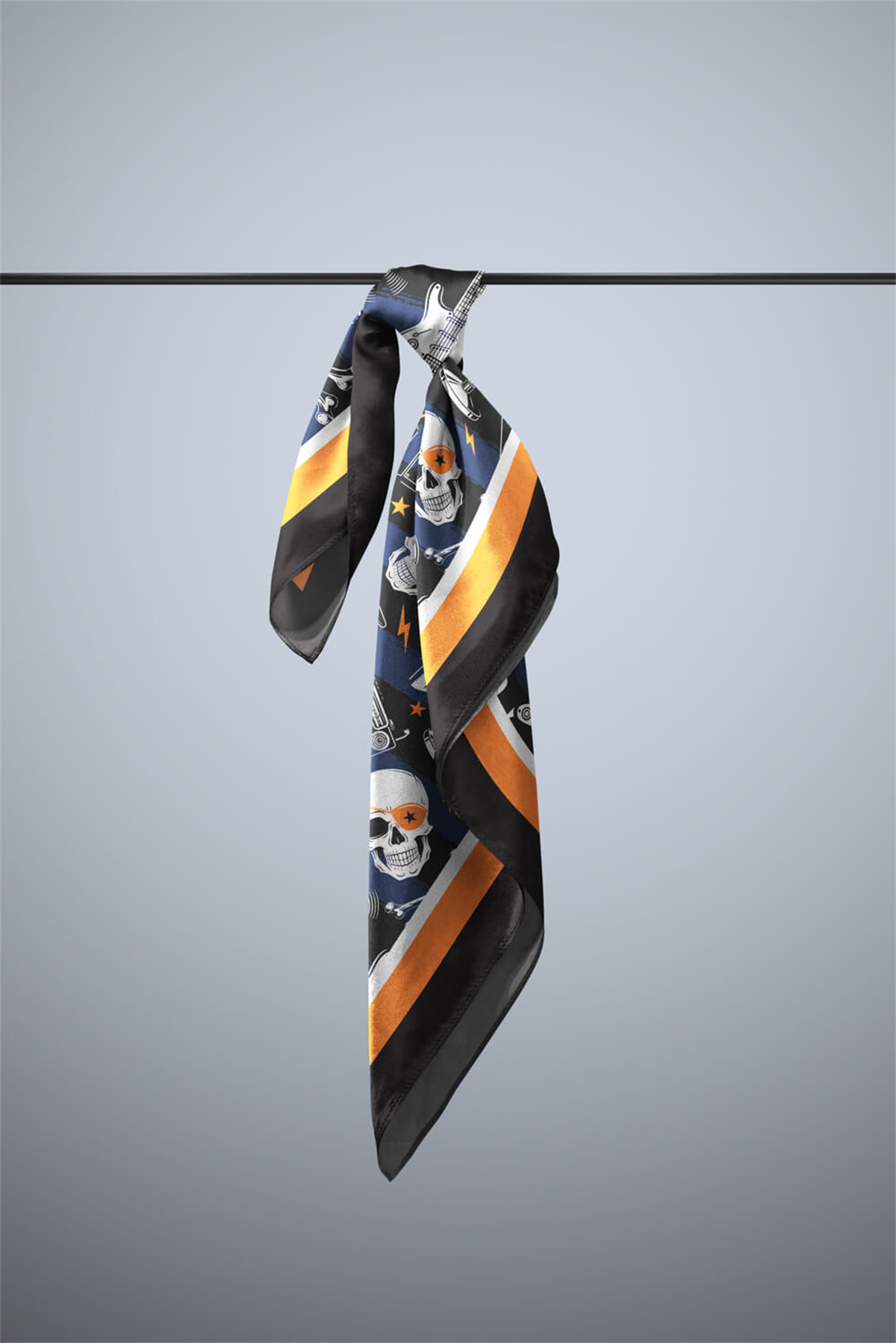 C51 Kadın Mavi Siyah Kurukafa Desenli 50x50 Bandana HYL DG01554-22