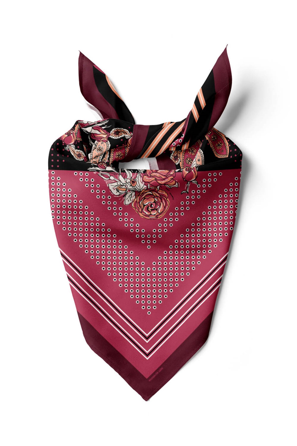 Kadın Gül Kurusu Şal Desenli 50x50 Bandana HYL DG01656-22