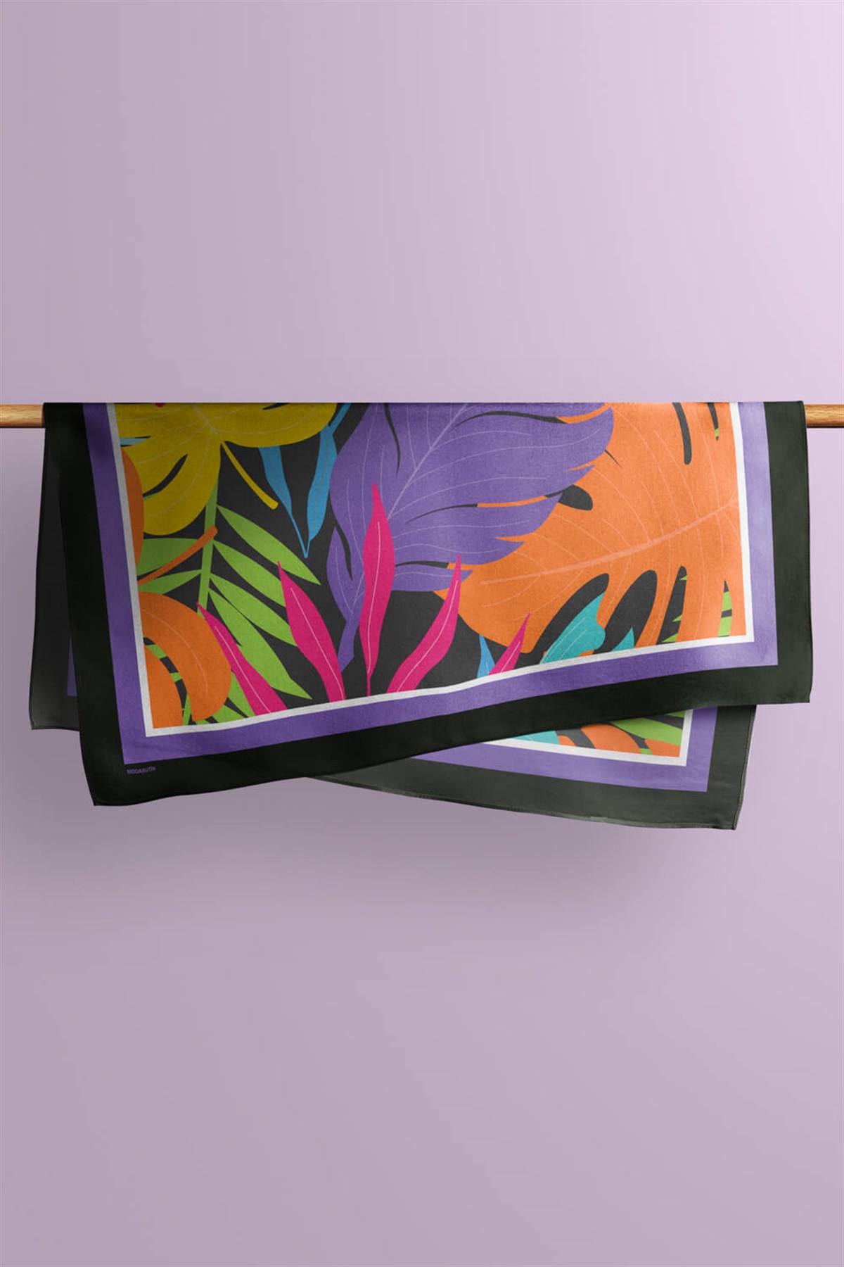 Violla C78 Kadın Mavi Yaprak Desenli 50x50 Bandana HYL DG01692-22
