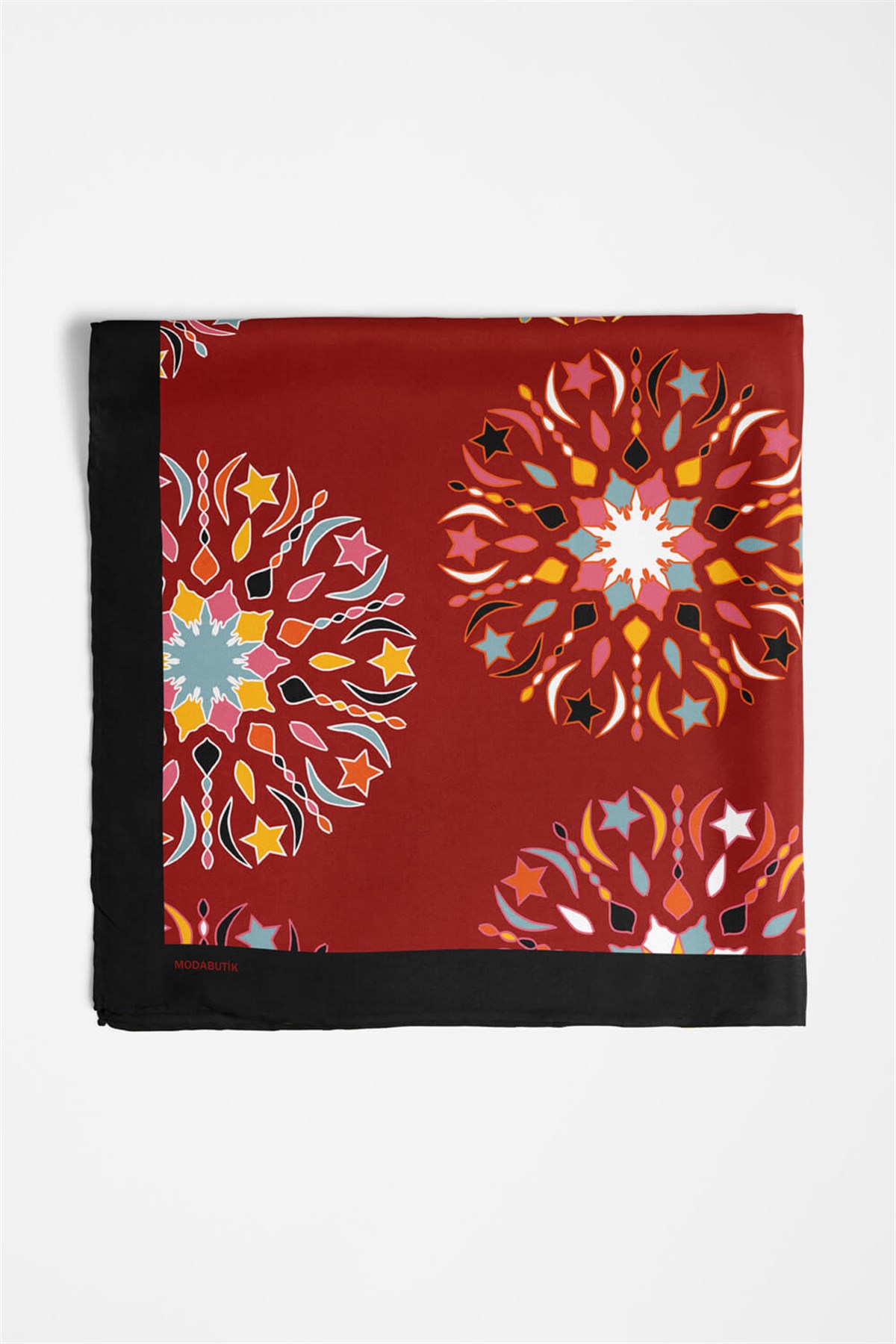 Violla Y20 Kadın Çiçek Desenli Bandana 50x50 Kırmızı DG0403-22
