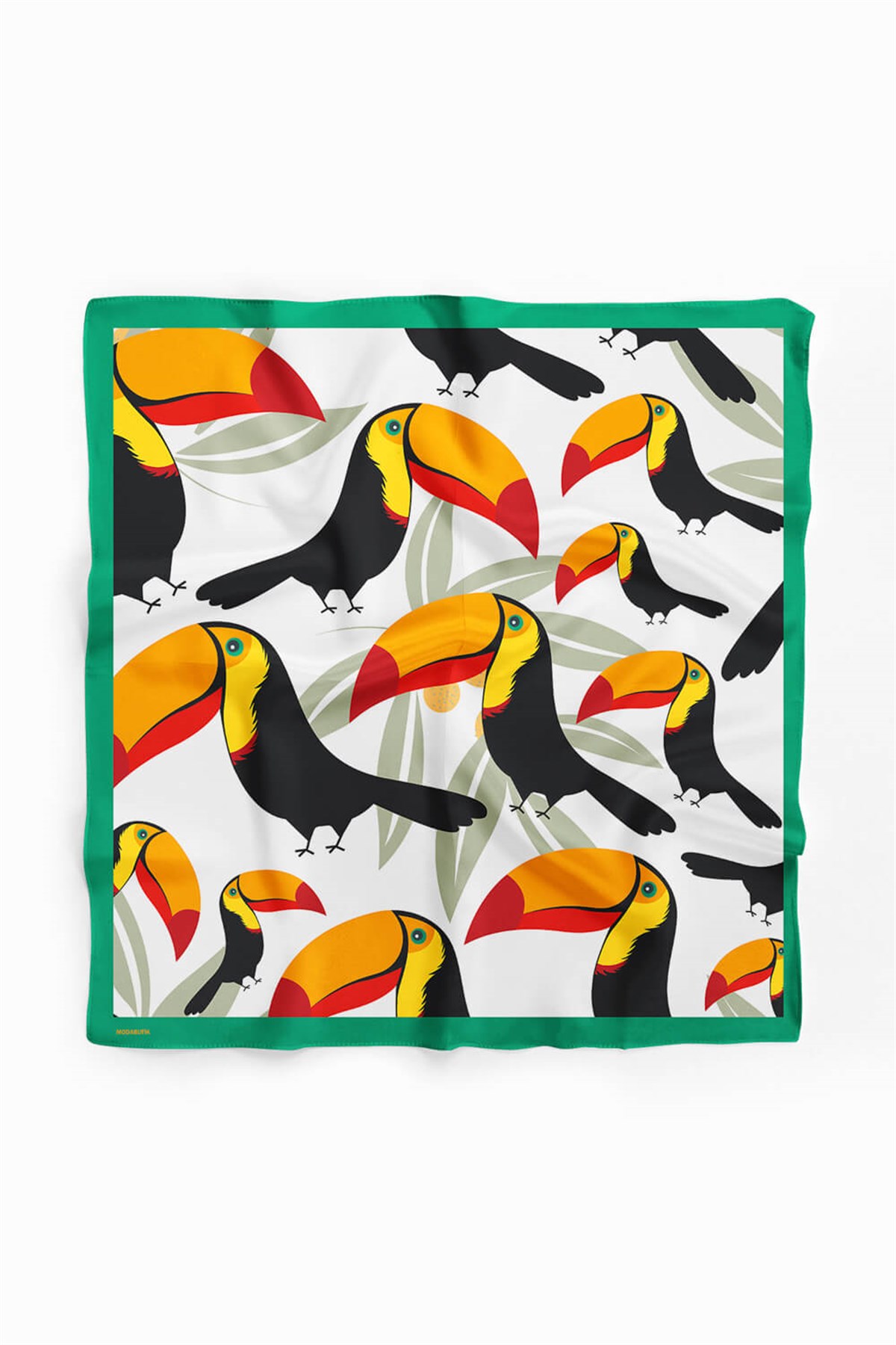 Violla Y40 Kadın Tropik Desenli Bandana 50x50 Turuncu DG0180-22 Snz