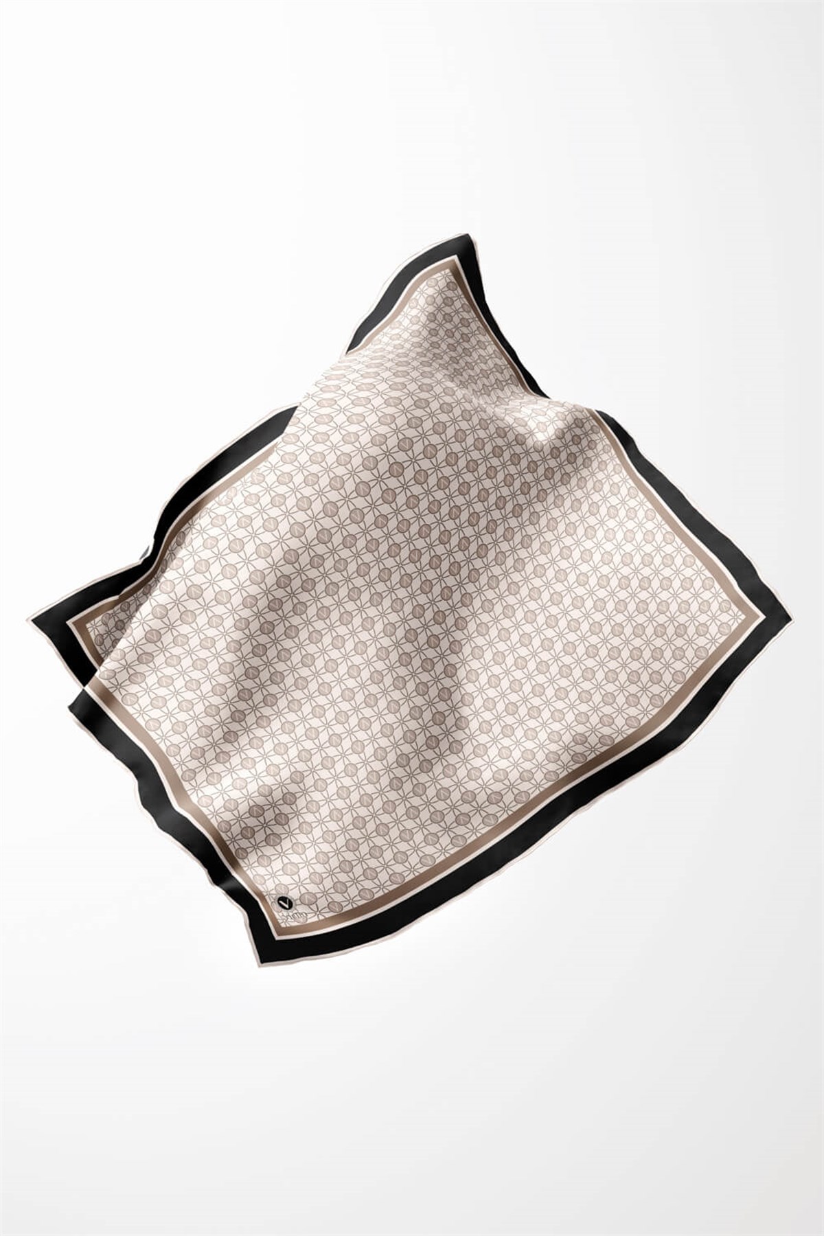 Twill V Desenli Krem Renkli 90x90 Eşarp (İpek İçermez) Dikim Şekli : El Dikişi