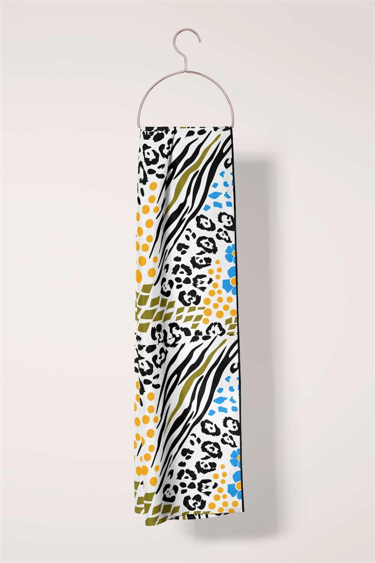 I8 Zebra ve Leopar Desenli Fular 30x140