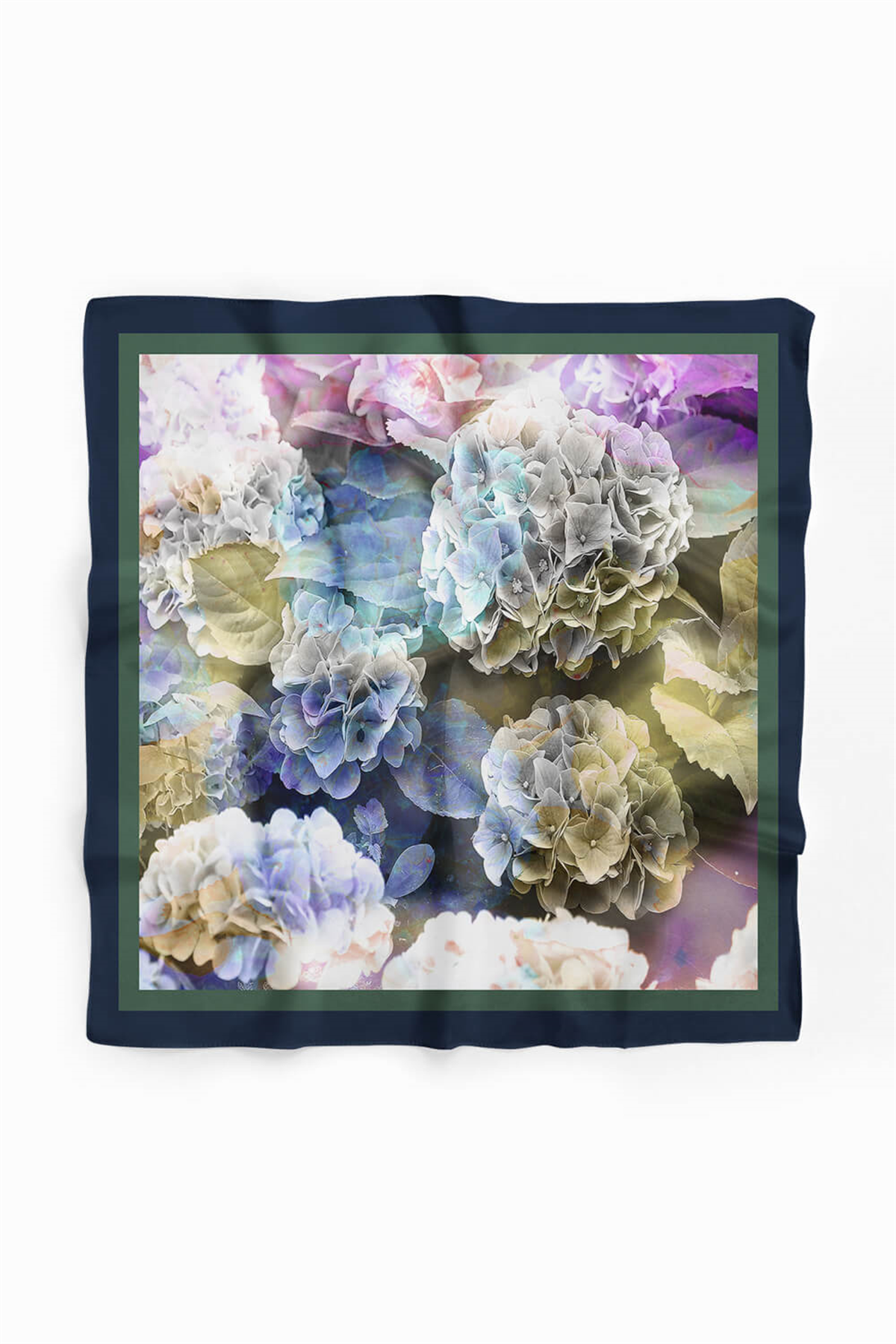 F48 Kadın Çiçek Desenli Bandana 50x50 Gri DG0228-22