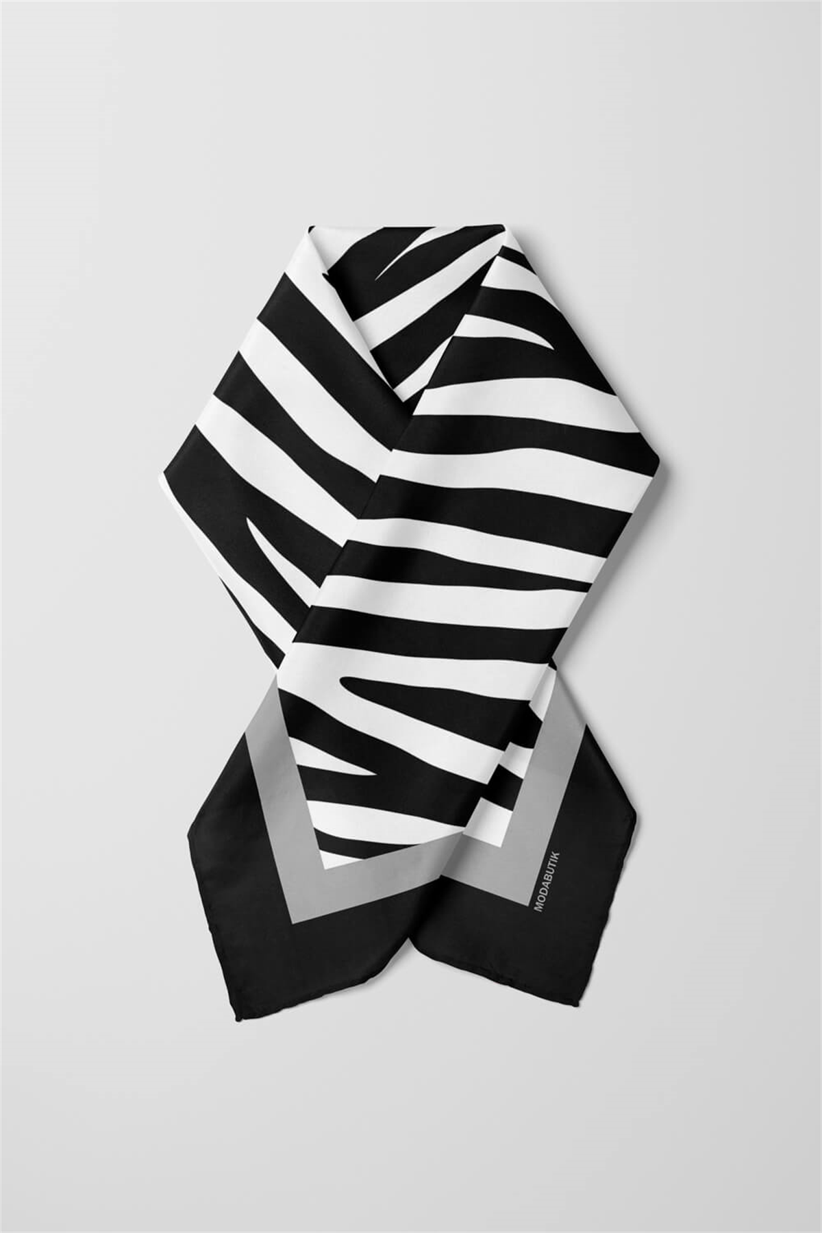 Kadın siyah Beyaz Zebra Desenli 50x50 Bandana HYL DG0567-22