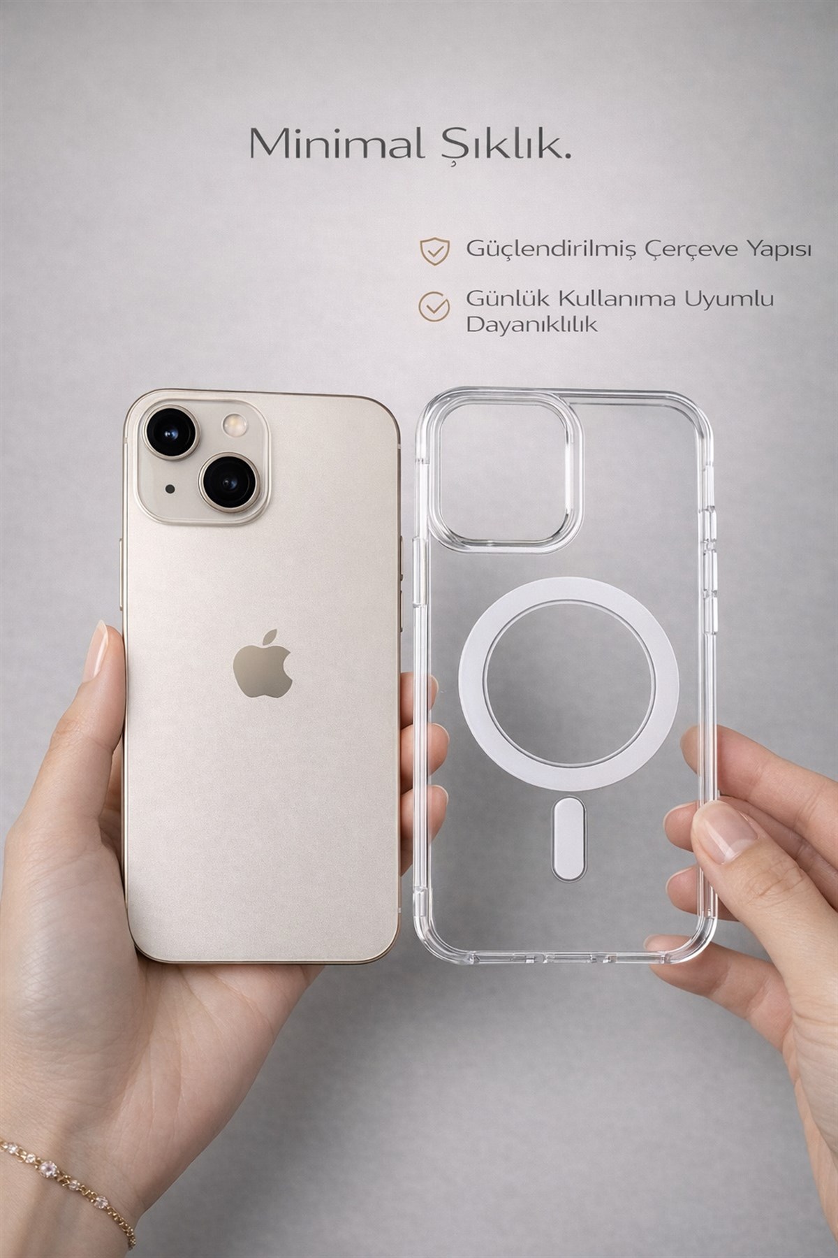 iPhone 15 Uyumlu Kamera Korumalı Magsafe Wireless Şarj Özellikli Lüks Şeffaf Silikon Telefon Kılıfı
