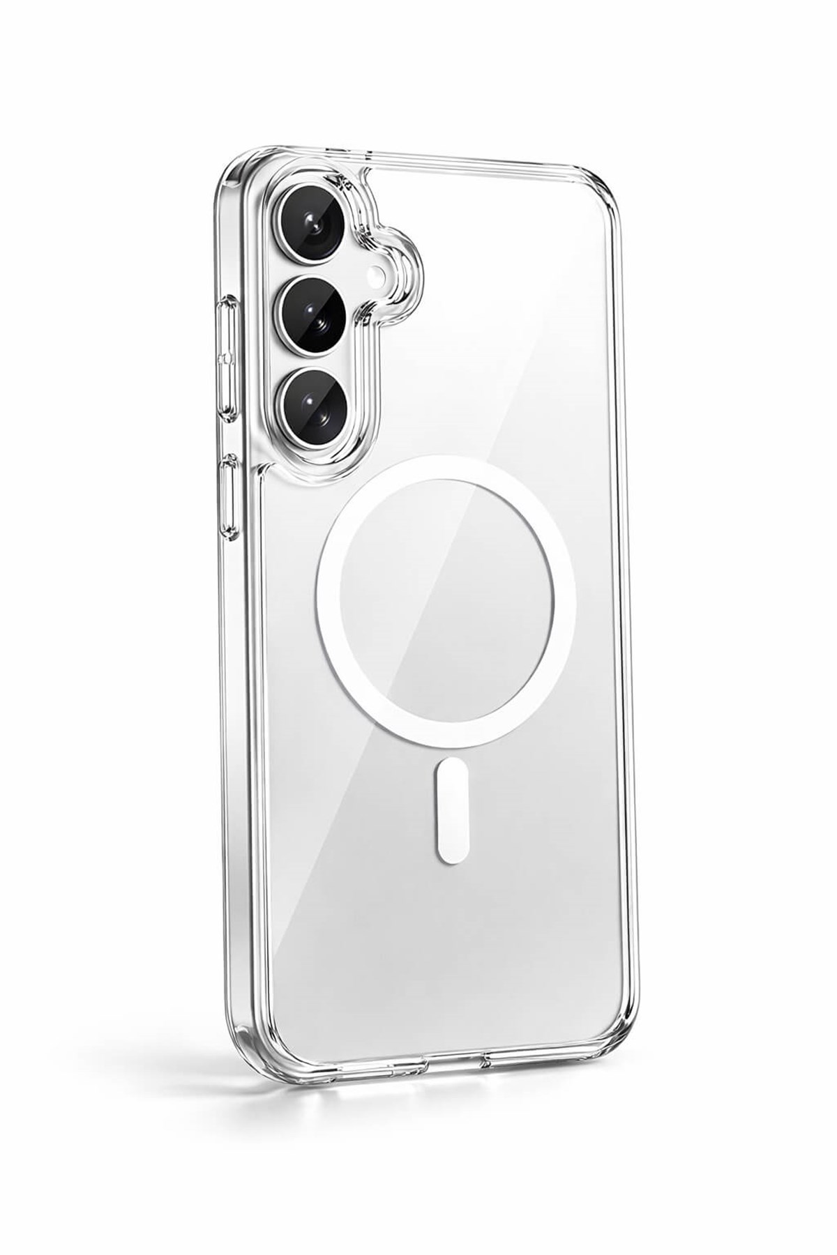 Samsung Galaxy S26 Plus Uyumlu Kamera Korumalı Magsafe Wireless Şarj Özellikli Lüks Şeffaf Silikon Telefon Kılıfı