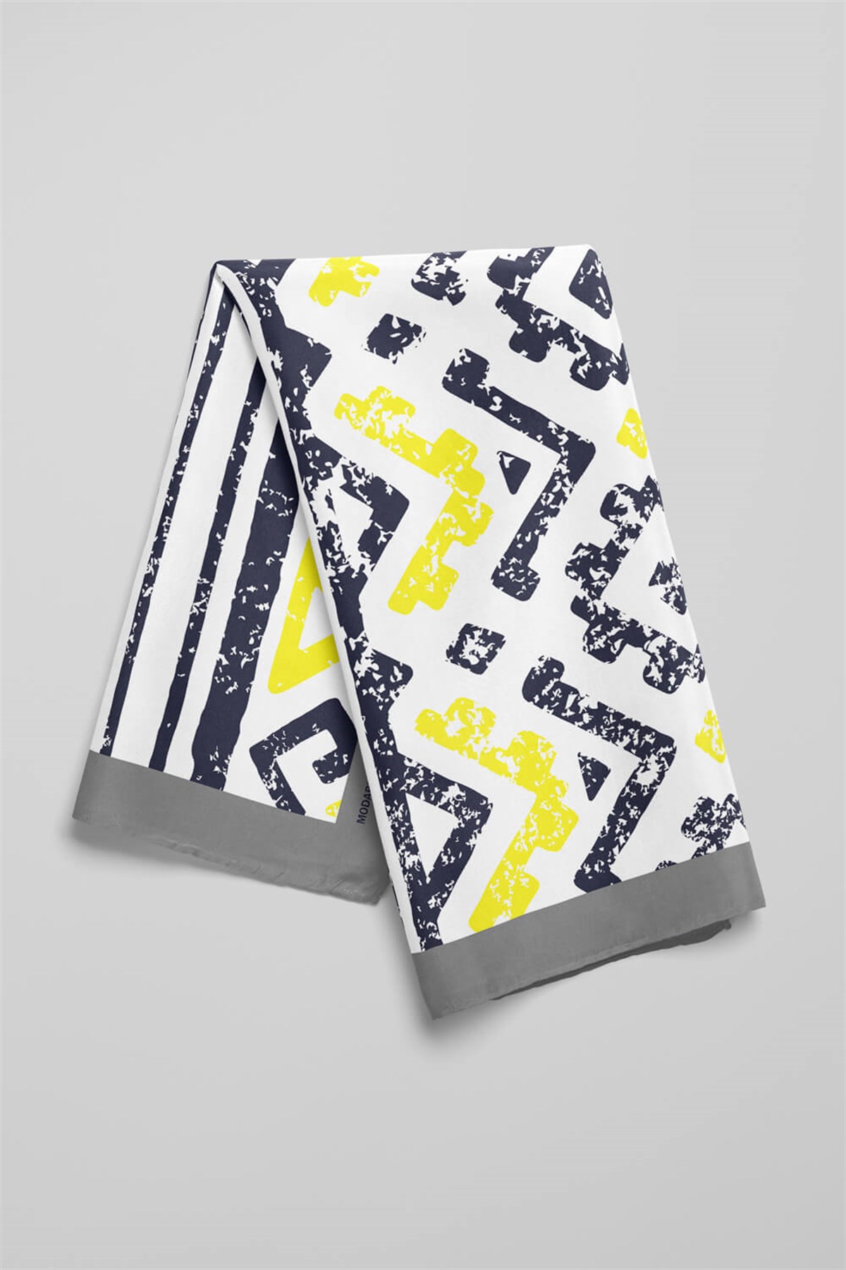 Violla D77 Kadın Geometrik Desenli Bandana 50x50 Sarı DG0431-22