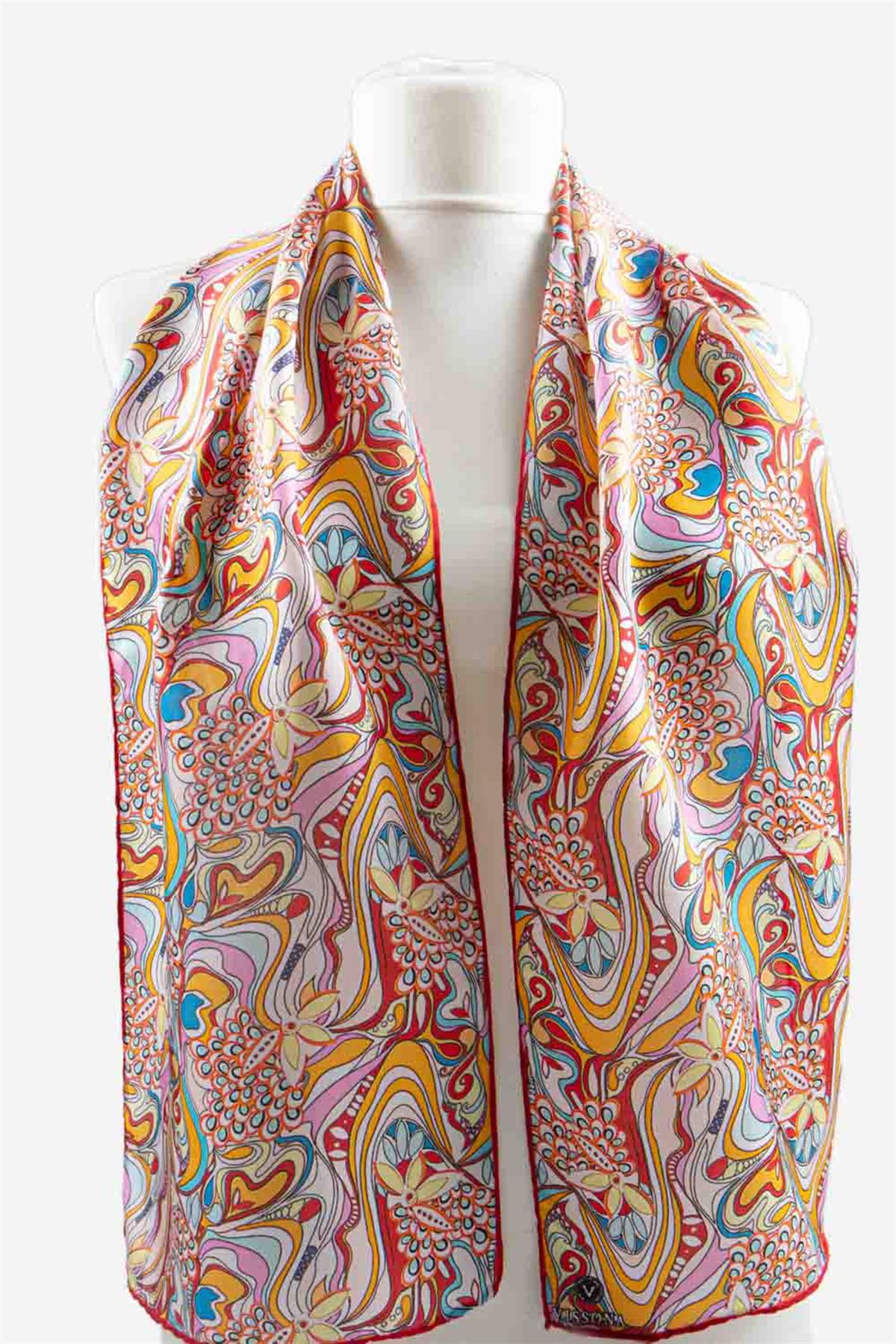 Vissona Geometrik Desenli İpek Fular