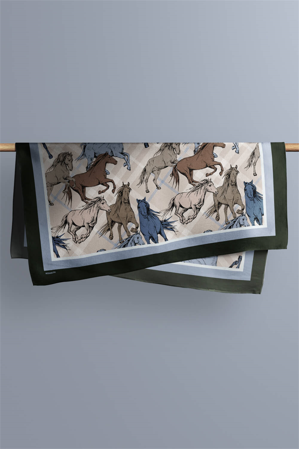 H12 Kadın Krem Horse Desenli 50x50 Bandana HYL DG01542-22