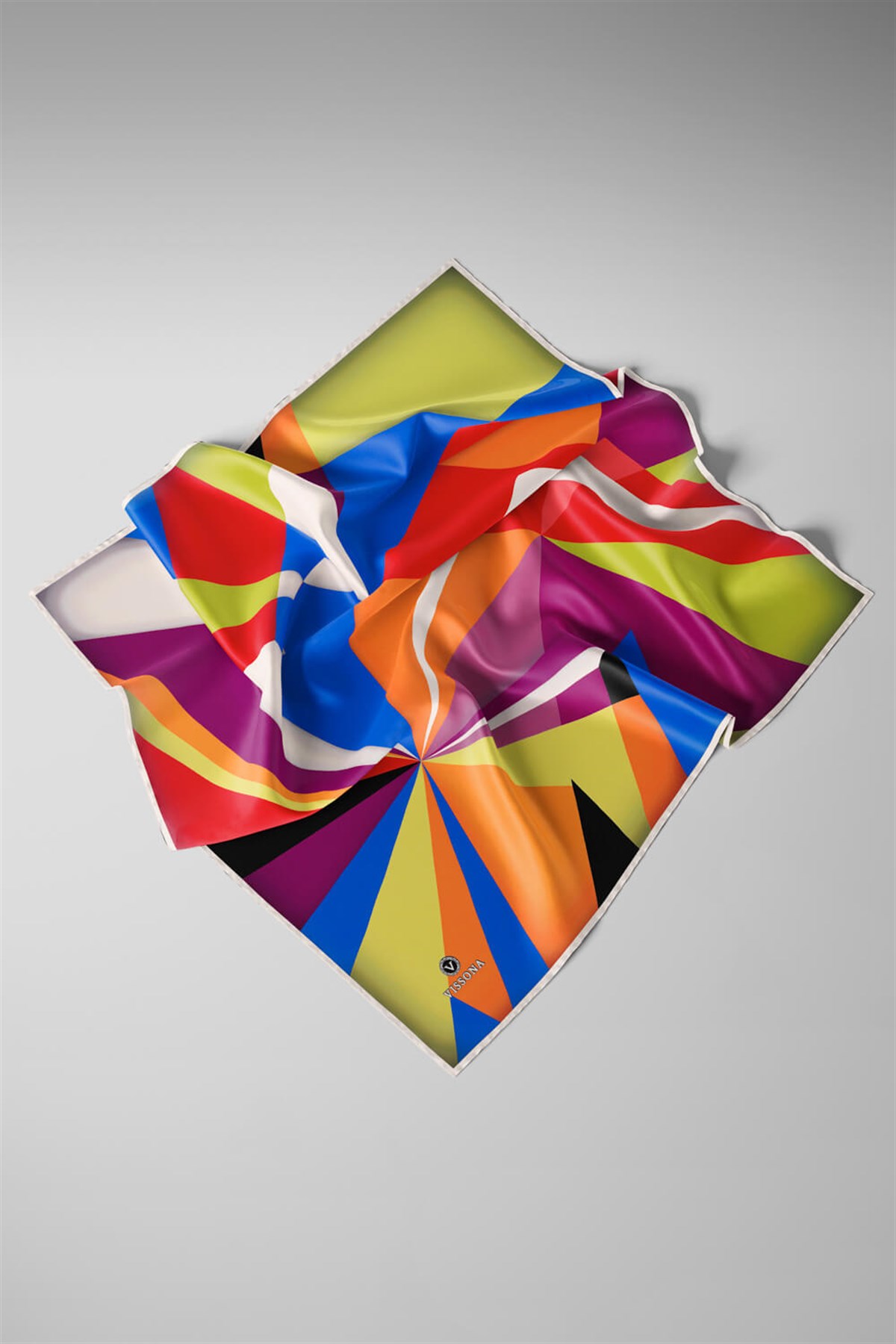 %100 Twill İpek Geometrik Desenli Kırmızı - Mürdüm Renkli 90x90 Eşarp Dikim Şekli : El Dikişi