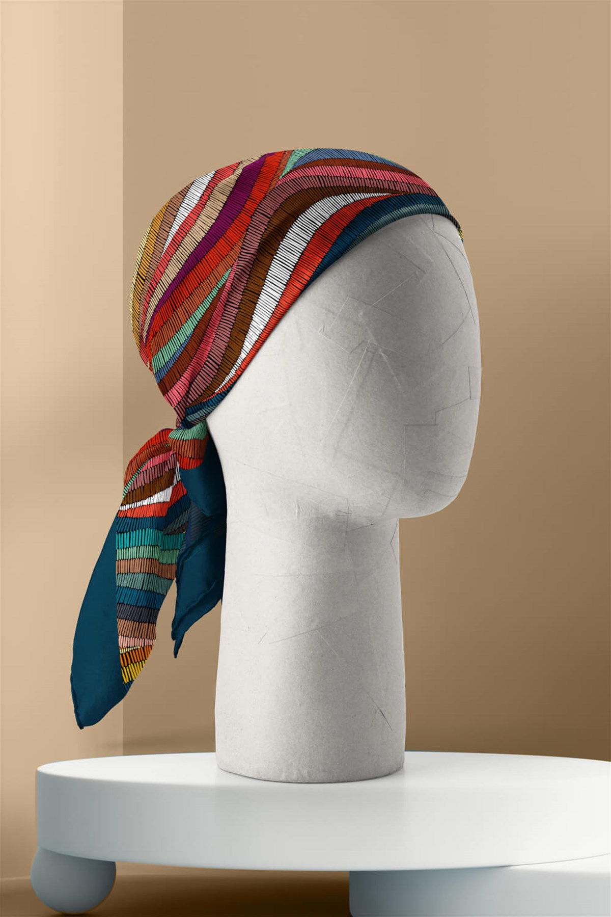 Violla D68 Kadın Çok Renkli Dokuma Desenli 50x50 Bandana DG0413-22
