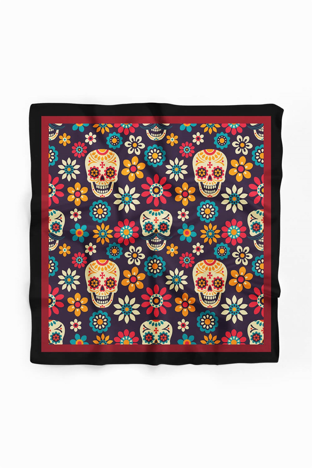 Violla B53 Kadın Mor Skull  Desenli 50x50 Bandana HYL DG0702-22
