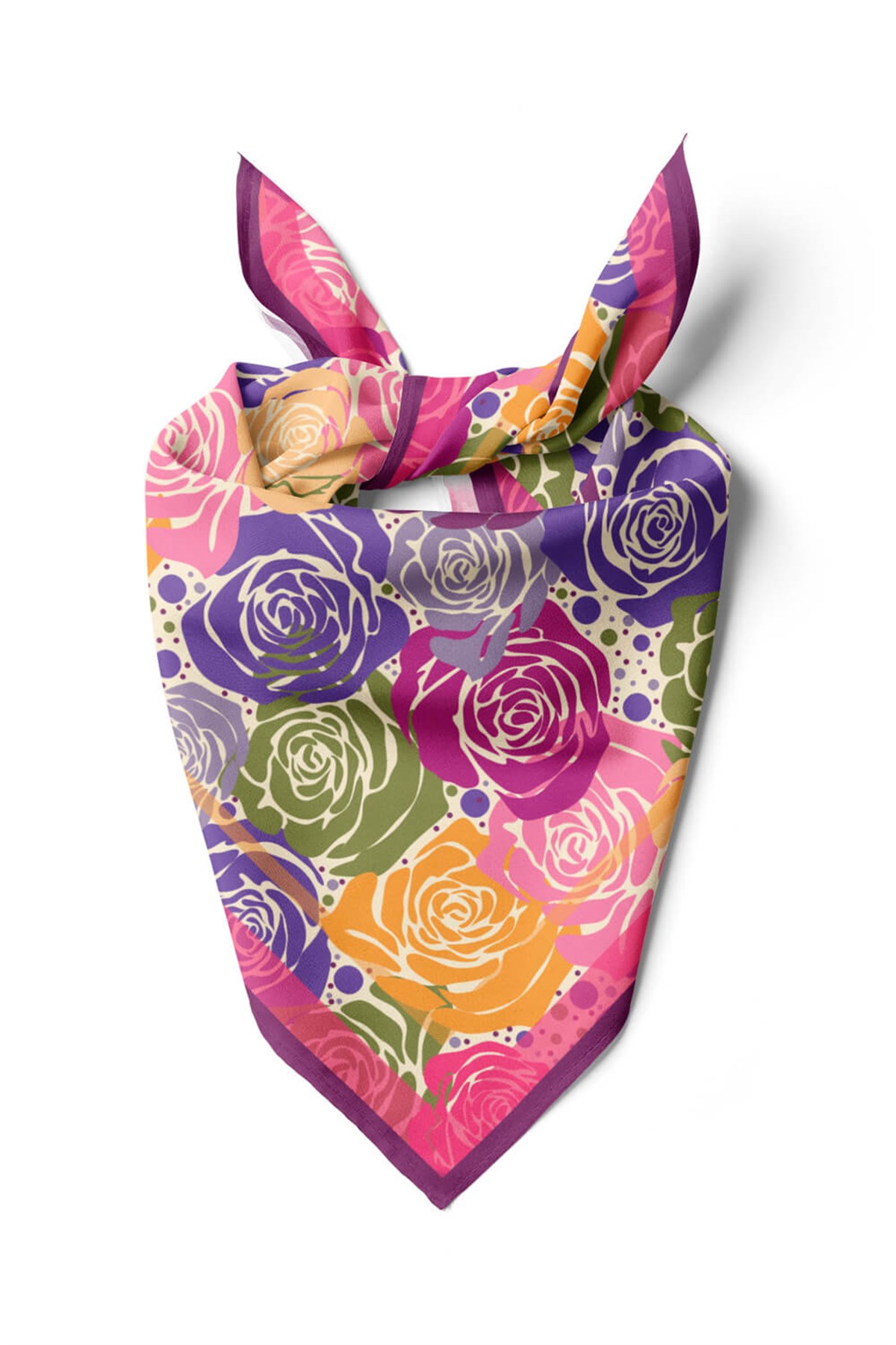 Vissona Gül Desenli İpek Bandana