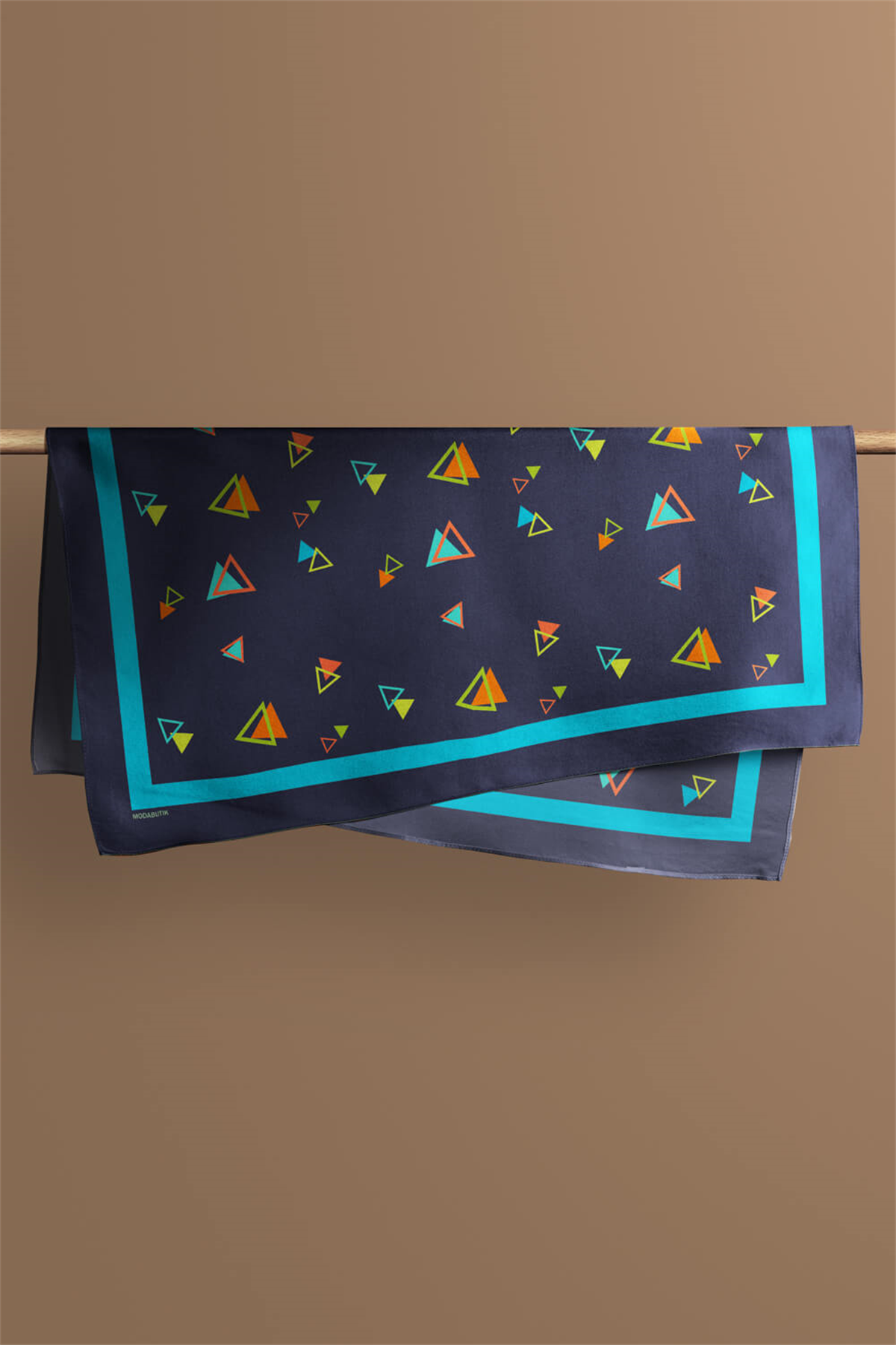 D13 Kadın Siyah  Üçgen Desenli 50x50 Bandana HYL DG0830-22