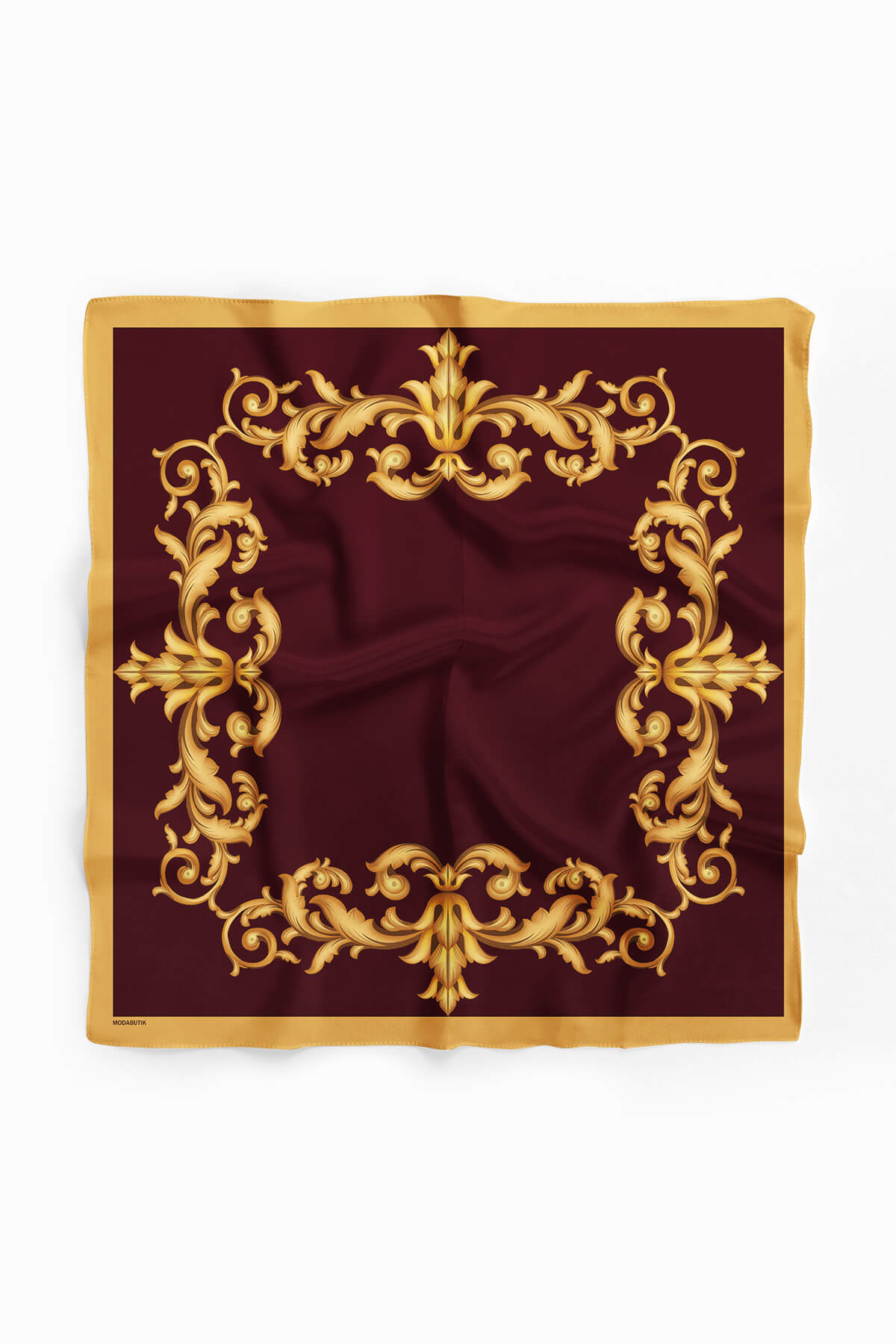 C81 Kadın Kırmızı Sarı Sultan Desenli 50x50 Bandana HYL DG0822-22