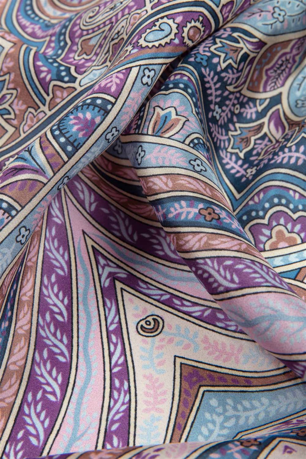 100% İpek Etro Desenli Saks - Pembe Renkli 92x210 Şal