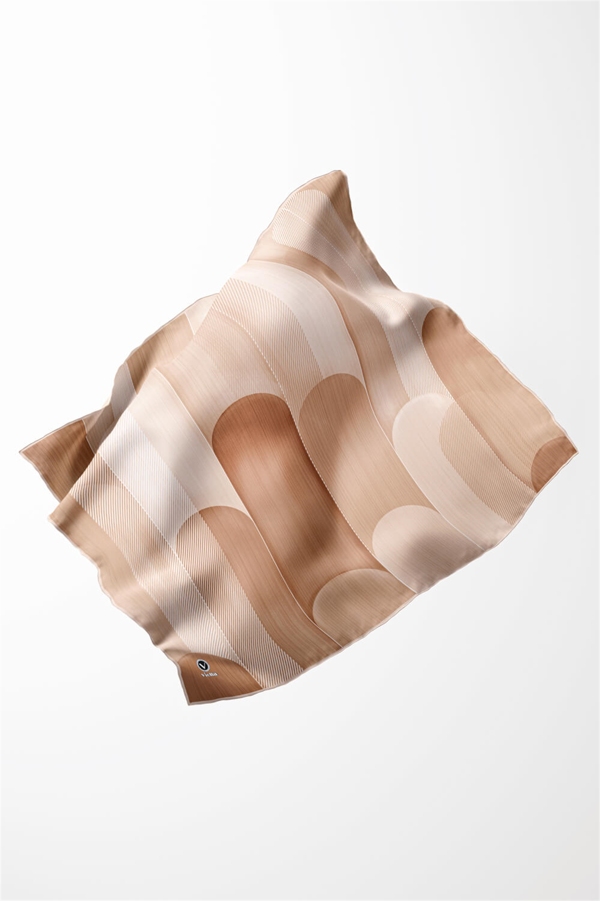 Twill Geometrik Desenli Sarı Renkli 90x90 Eşarp (İpek İçermez) Kenar Dikiş Şekli El Dikişli