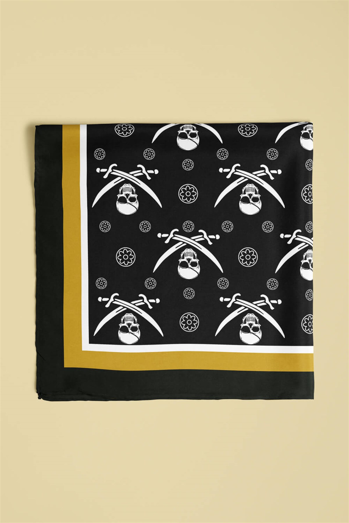 Violla F89 Kadın Kurukafa Desenli 50x50 Bandana HYL DG01552-22