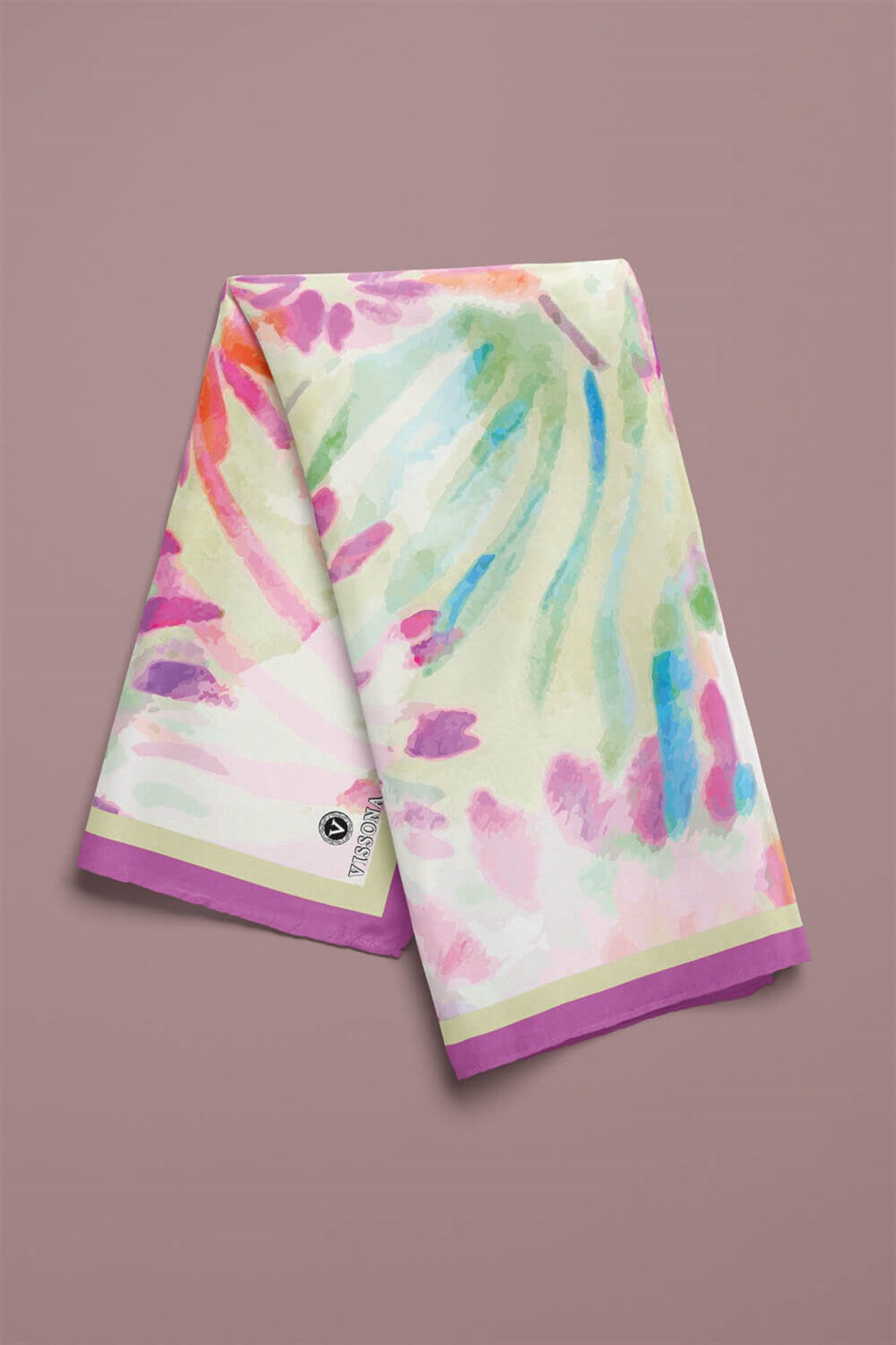 100% Silk Womens Patterned Multi-Colored Scarfs, Neck for Women